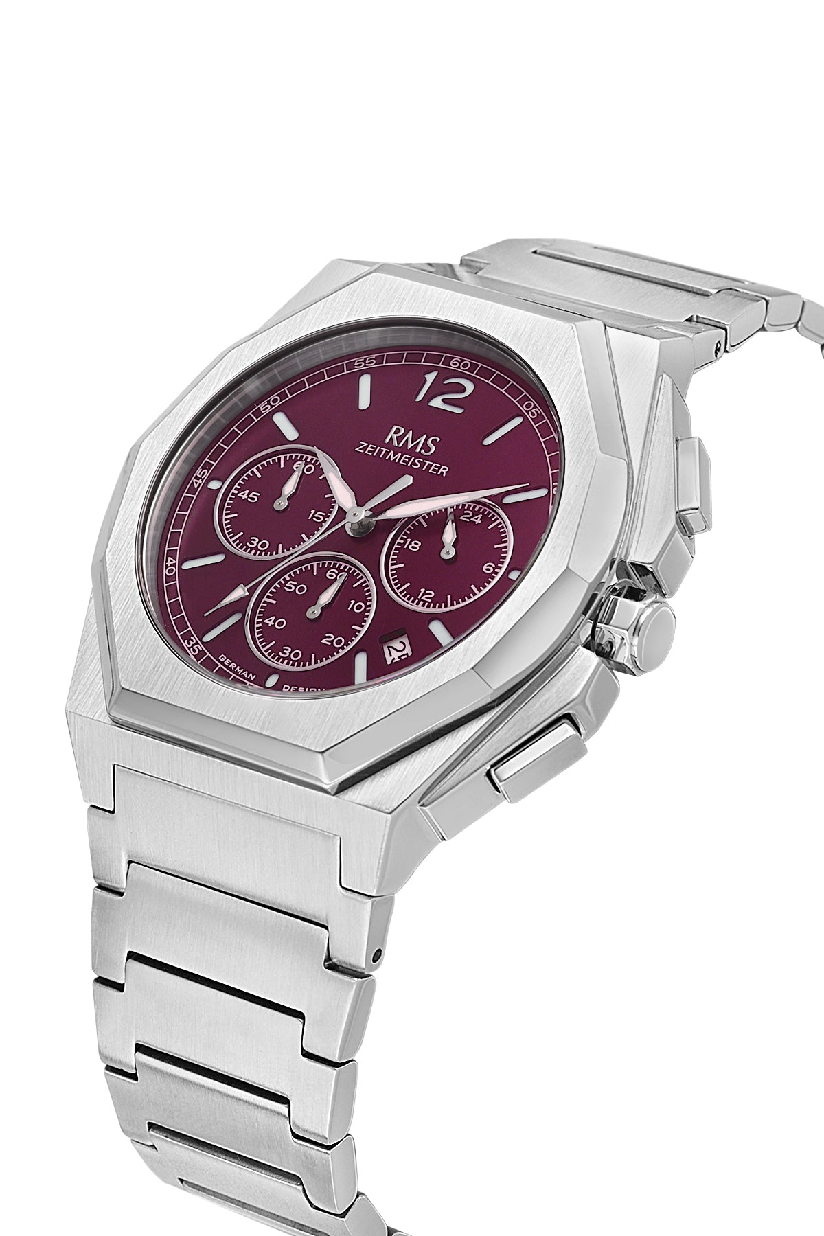 RMS Men's Red Dial Silver Chronograph Stainless Steel Watch - RMS.1.AG2096.113 - 3