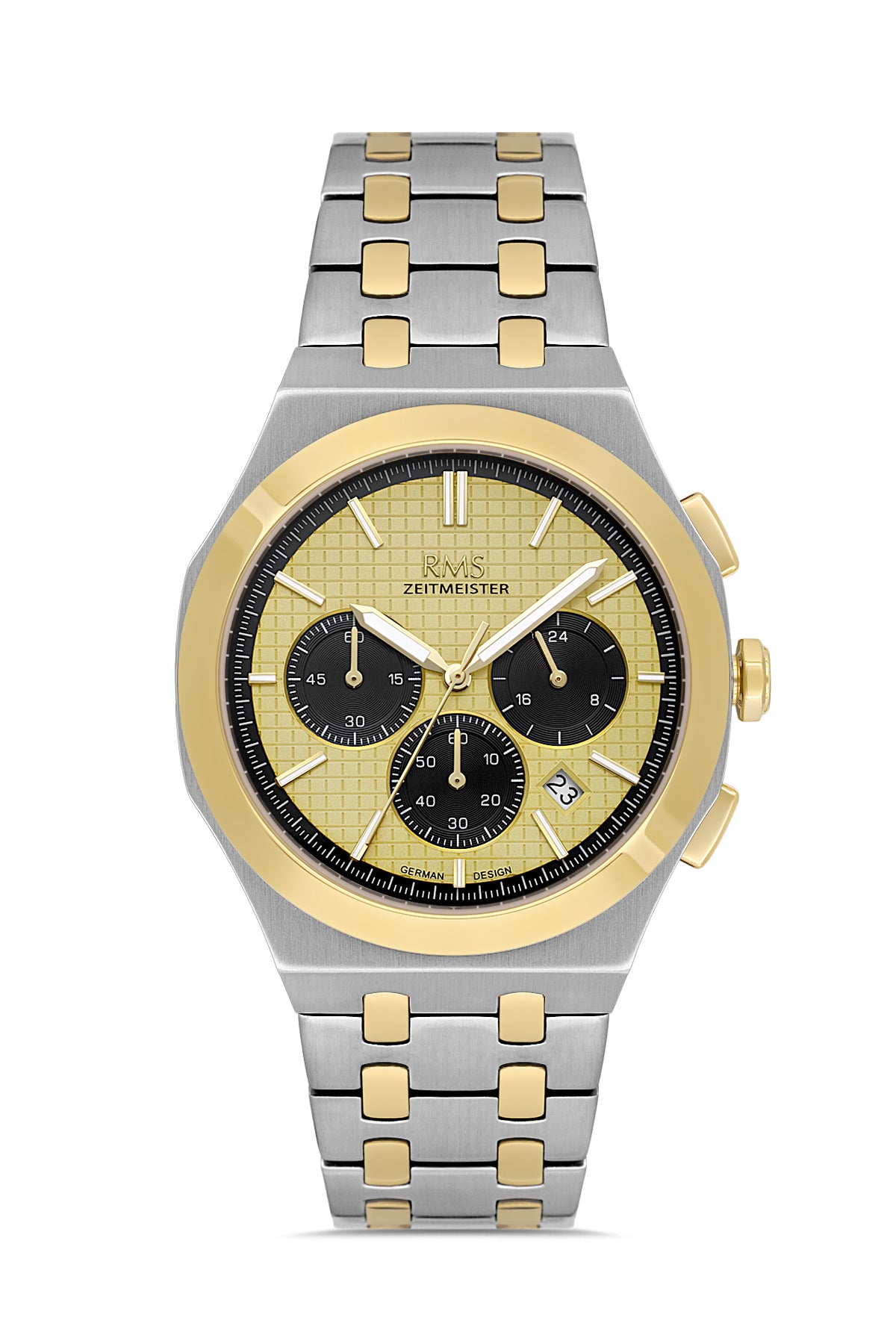 RMS Men's Gold Dial Silver Stainless Steel Watch - RMS.1.AG2102.45