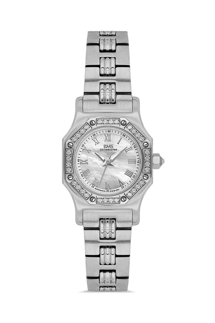 RMS Zeitmeister Silver Dial Silver Plated Women's Watch - Stainless Steel Bracelet - RMS.1.AG2107.10