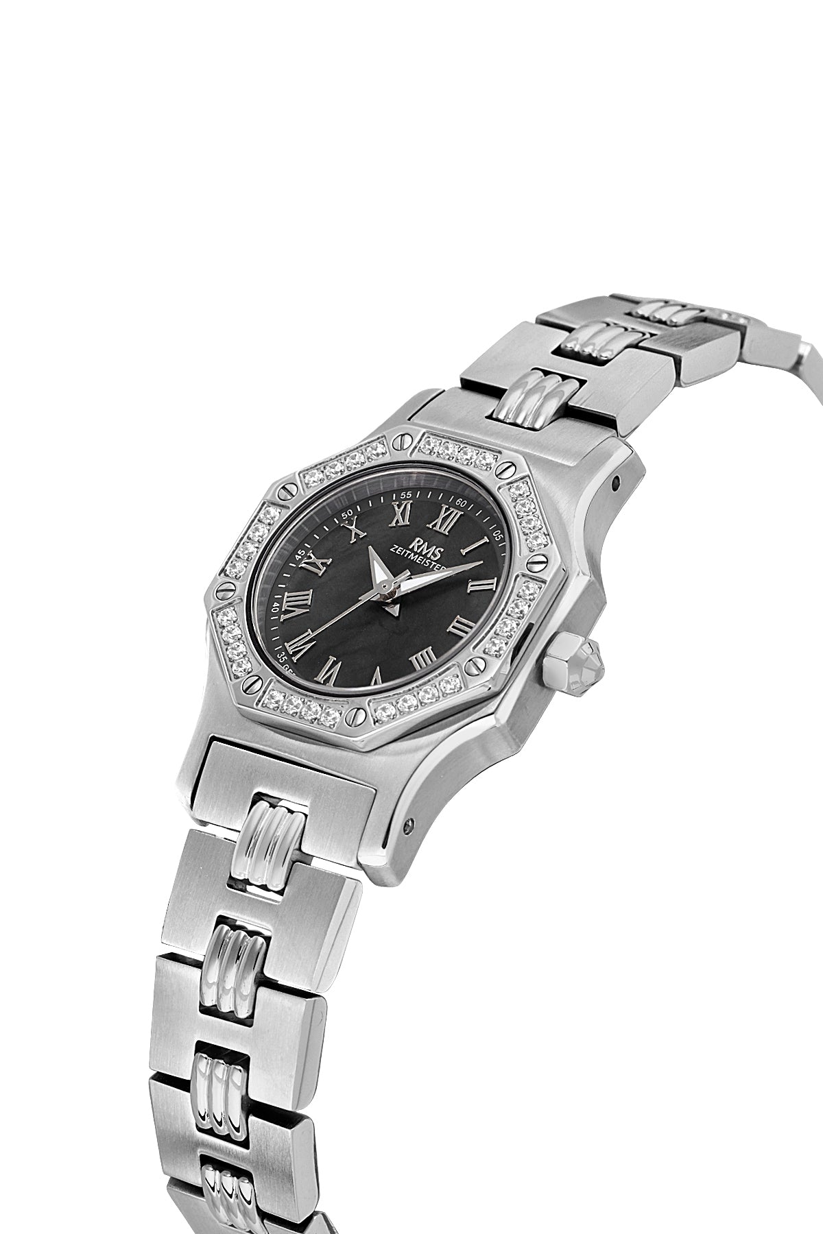 RMS Women's Black Dial Silver Stone Detailed Stainless Steel Watch - RMS.1.AG2107.12 - 3