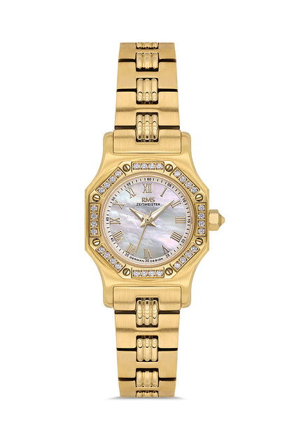 RMS Zeitmeister Silver Dial Gold Plated Women's Watch - Stainless Steel Bracelet - RMS.1.AG2107.21