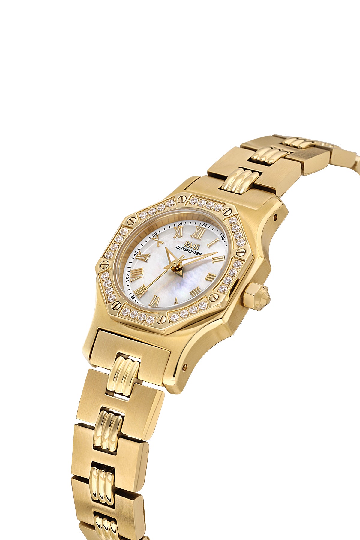 RMS Women's Silver Dial Gold Stone Detailed Stainless Steel Watch - RMS.1.AG2107.21