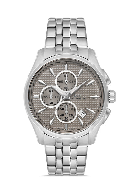 RMS Zeitmeister Grey Dial Silver Plated Men's Watch - Stainless Steel Bracelet - RMS.1.AG2111.115