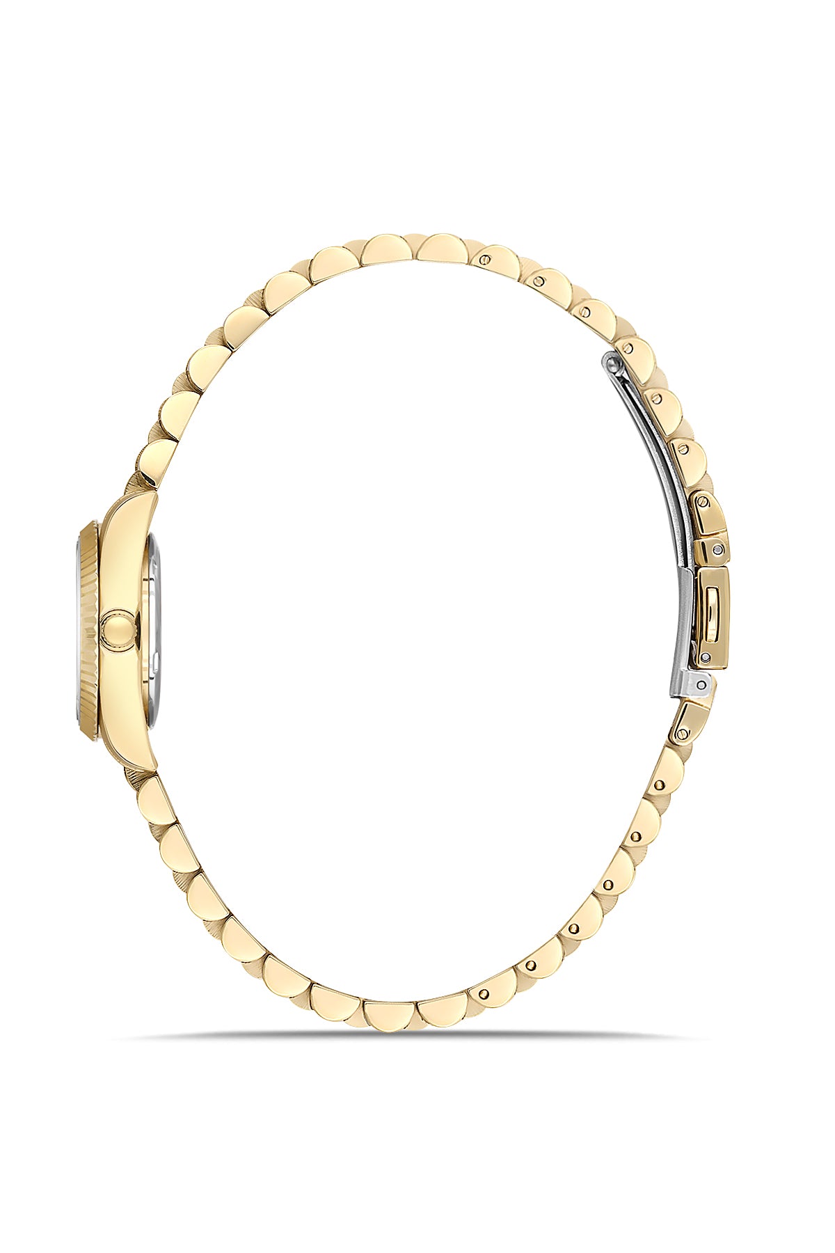 RMS Zeitmeister RMS.1.AG2117.20 women's watch with silver dial, gold case and stainless steel bracelet – side view
