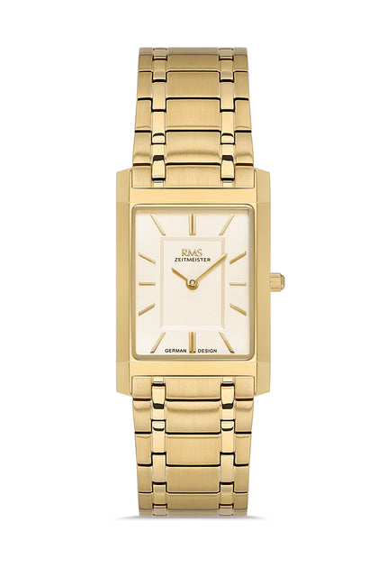 RMS Zeitmeister Gold Dial Gold Plated Women's Watch - Stainless Steel Bracelet - RMS.1.AG2121.25