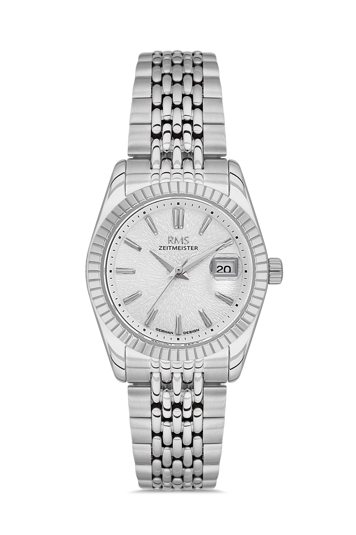 RMS Men's Silver Dial Silver Calendar Stainless Steel Watch - RMS.1.AG2126.10