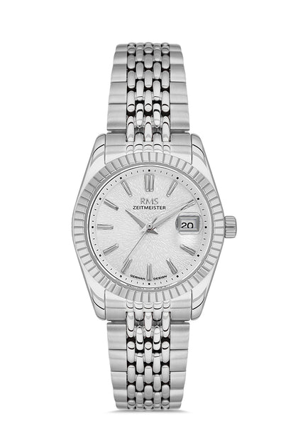 RMS Zeitmeister Silver Dial Silver Plated Women's Watch - Stainless Steel Bracelet - RMS.1.AG2126.10