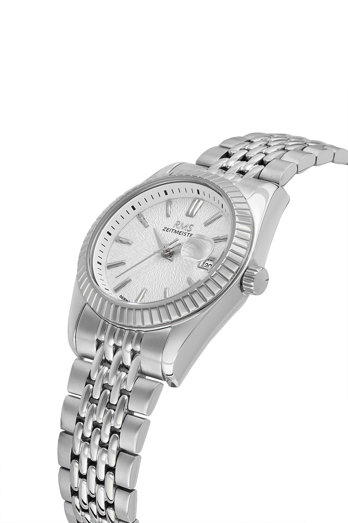 RMS Men's Silver Dial Silver Calendar Stainless Steel Watch - RMS.1.AG2126.10 - 3