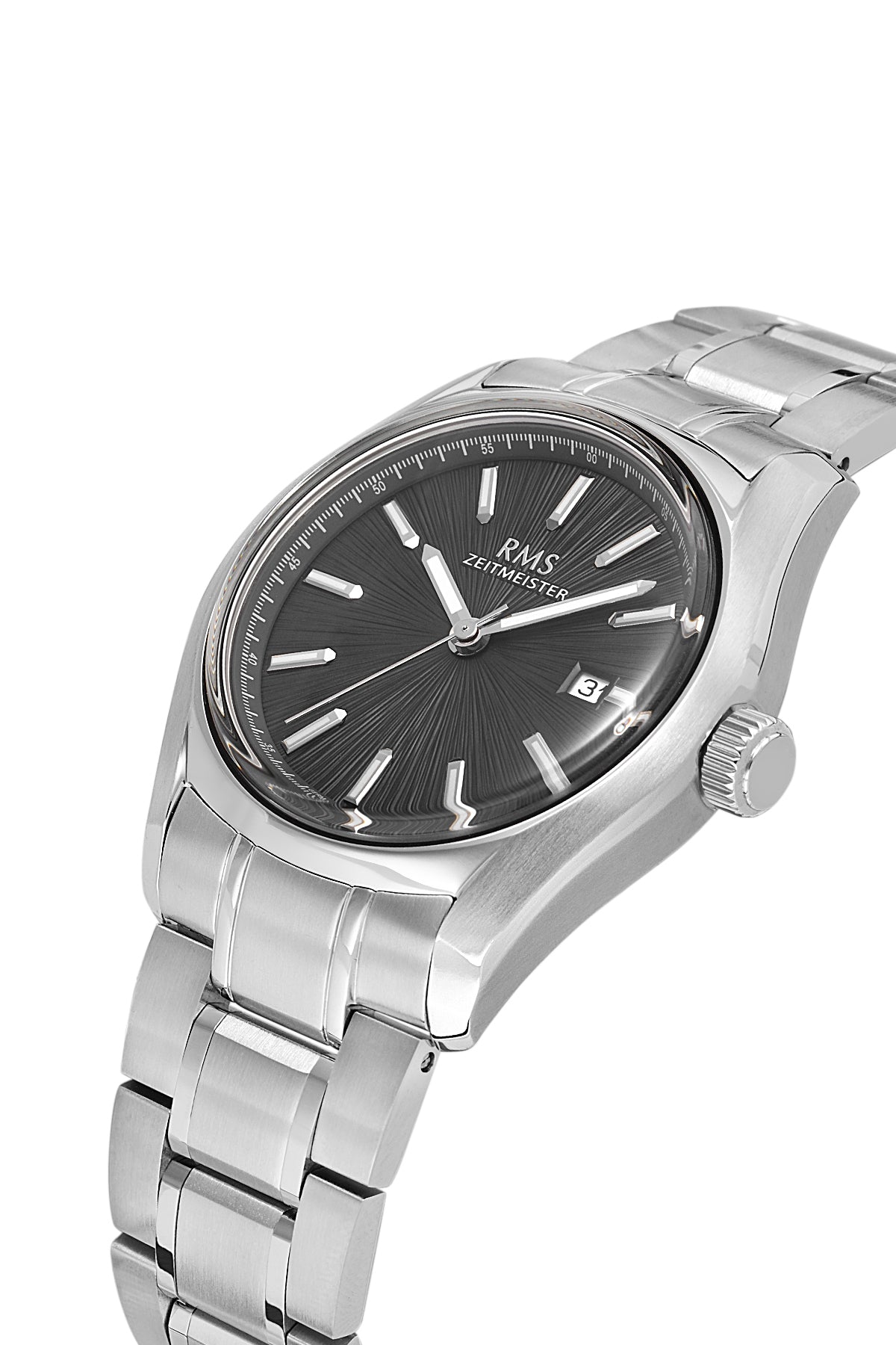 RMS Men's Black Dial Silver Stainless Steel Watch - RMS.1.AG2127.12
