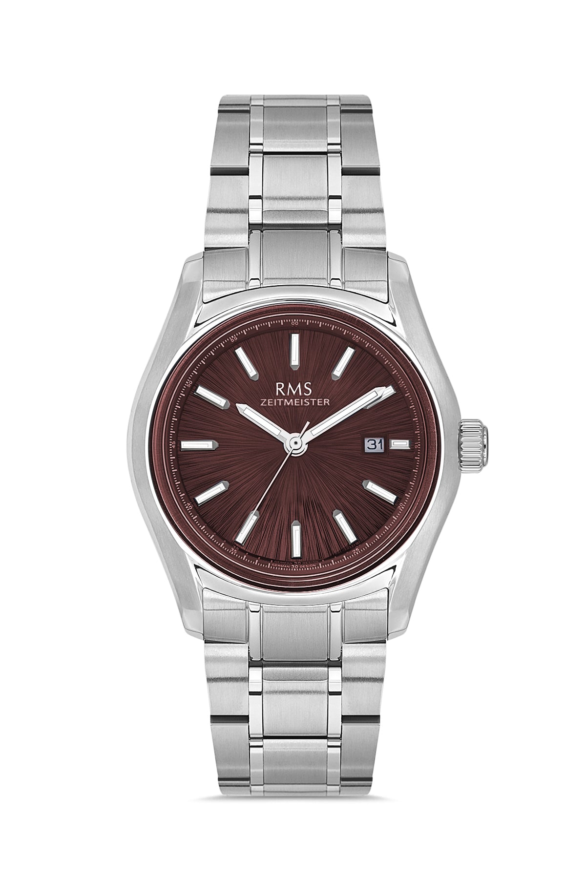 RMS Men's Brown Dial Silver Stainless Steel Watch - RMS.1.AG2127.17