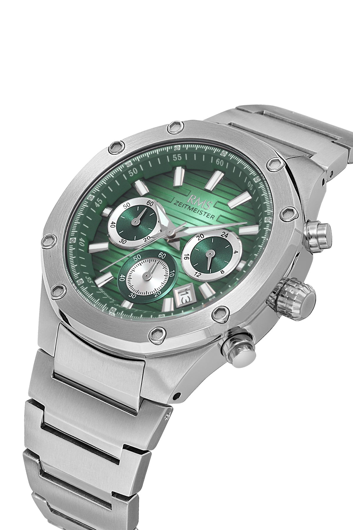 RMS Men's Light Green Dial Silver Stainless Steel Watch - RMS.1.AG2130.110 - 3