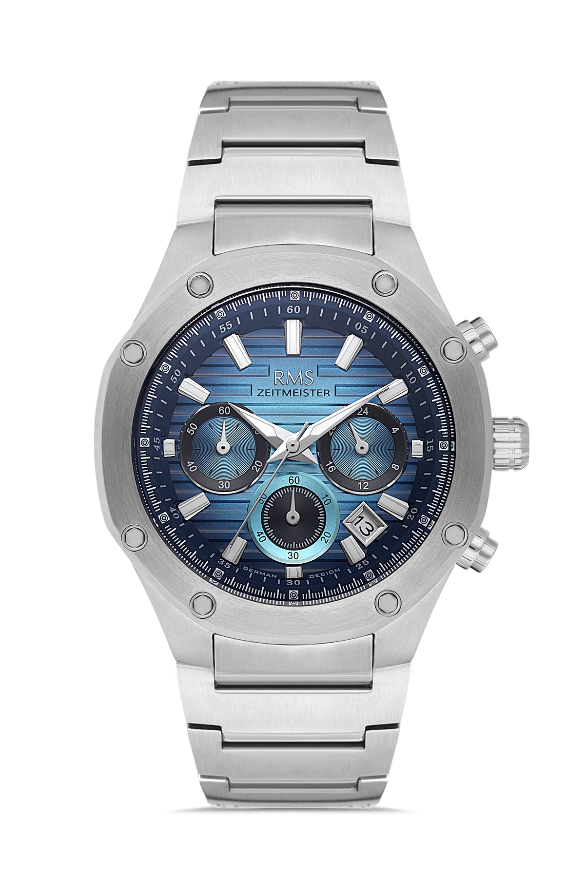 RMS Men's Light Blue Dial Silver Stainless Steel Watch - RMS.1.AG2130.13