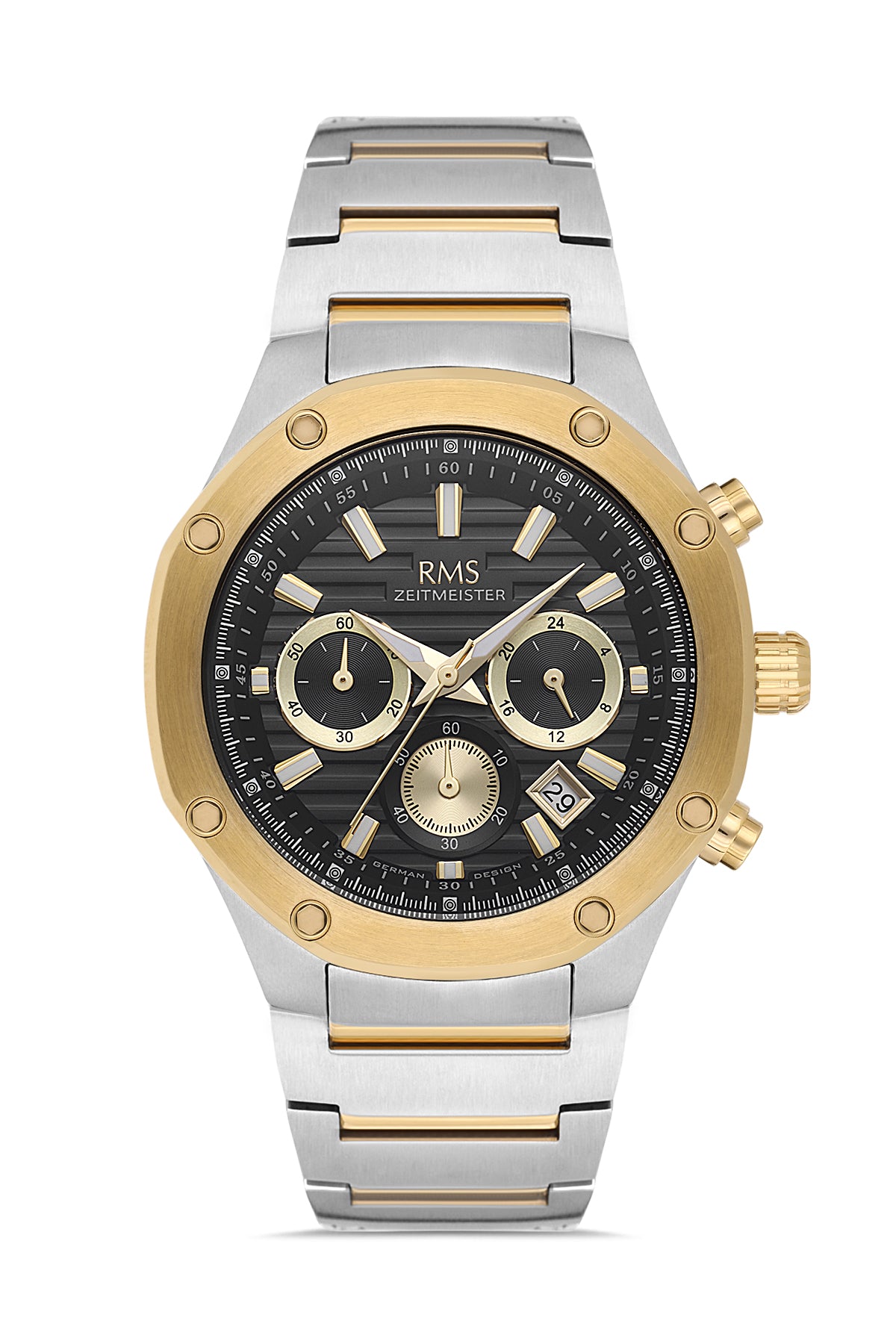 RMS Men's Black Dial Gold & Silver Stainless Steel Watch - RMS.1.AG2130.42