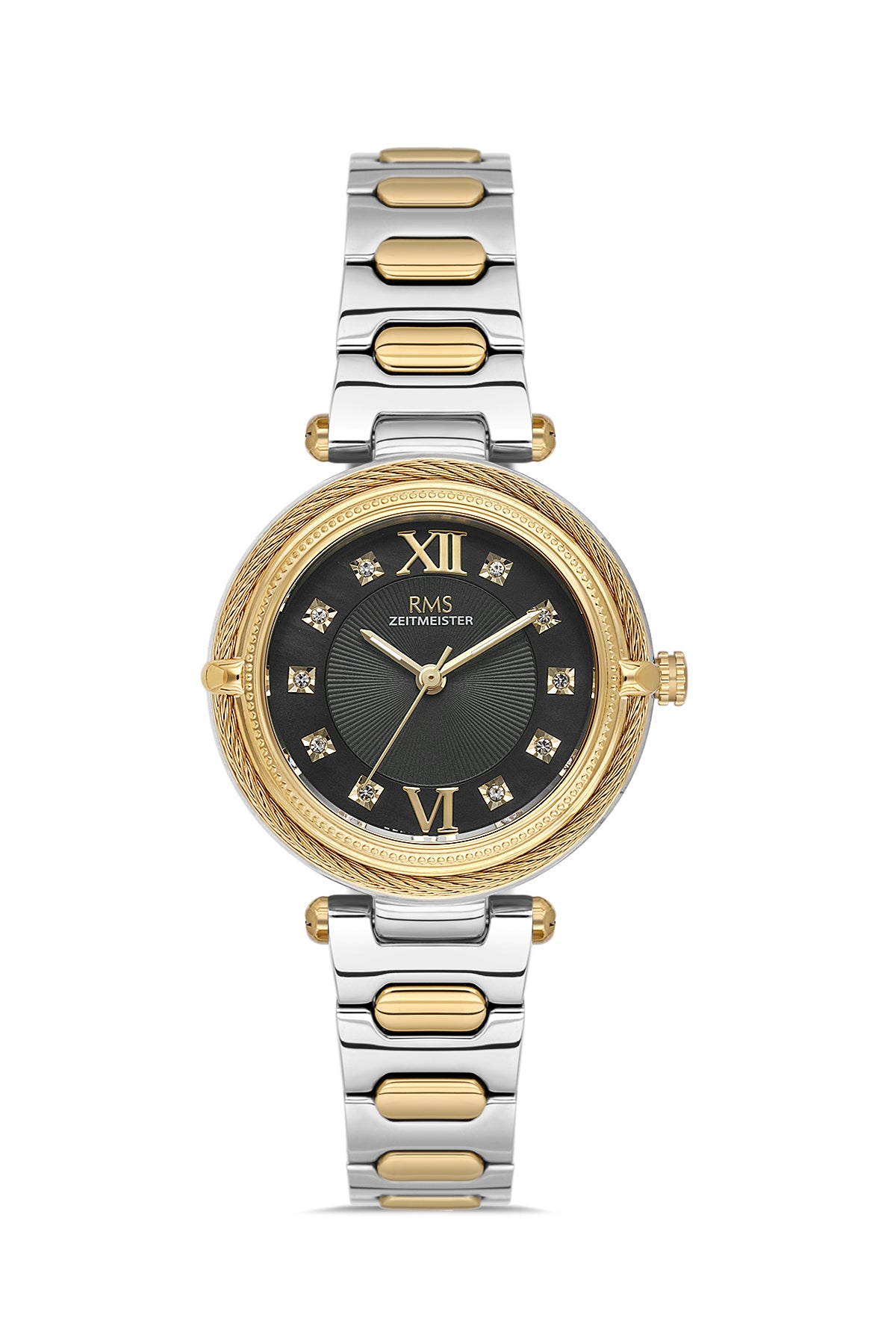 RMS Women's Black Dial Gold & Silver Stainless Steel Watch - RMS.1.AG2135.42