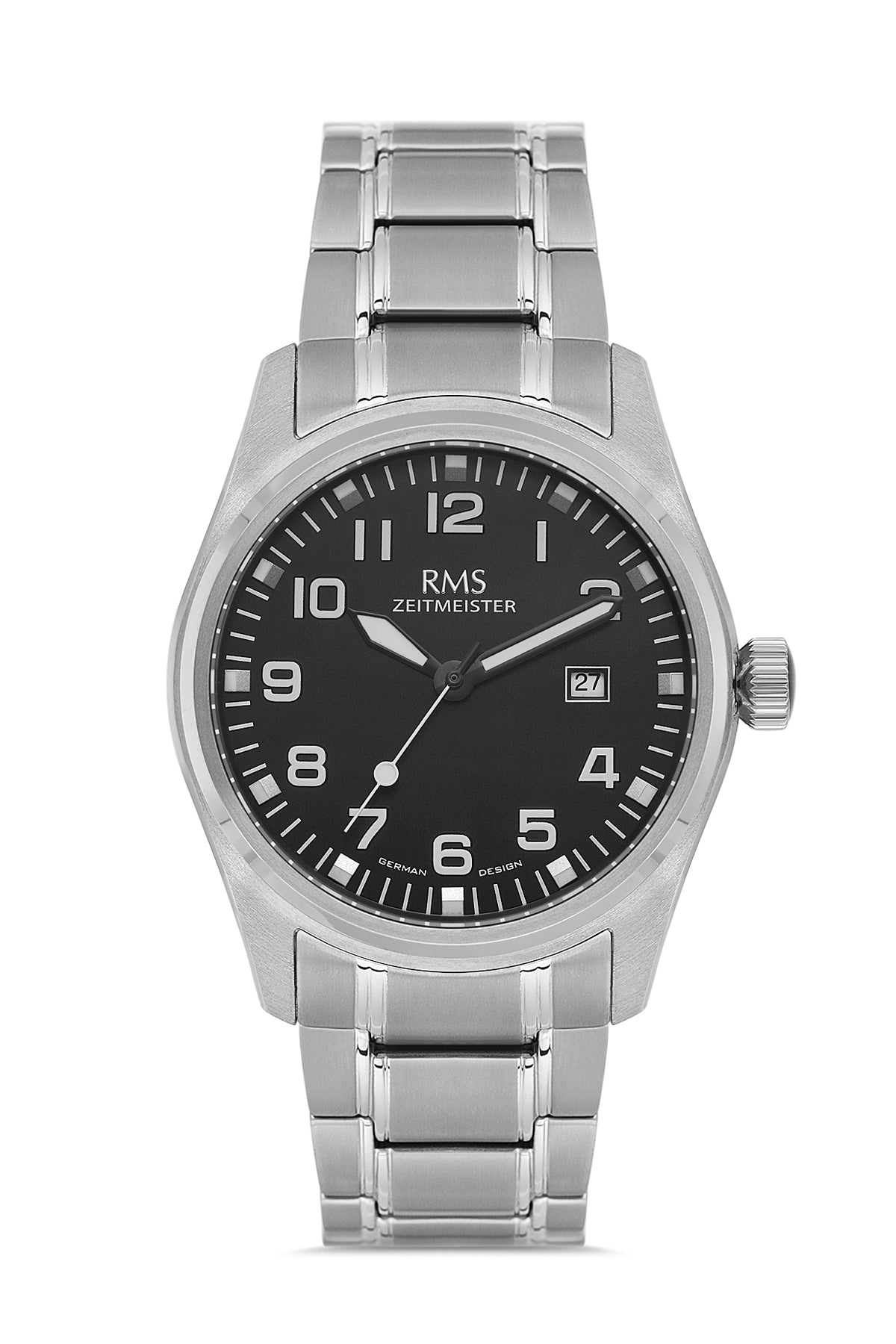 RMS Men's Black Dial Titanium Calendar Stainless Steel Watch - RMS.1.AG2141.12
