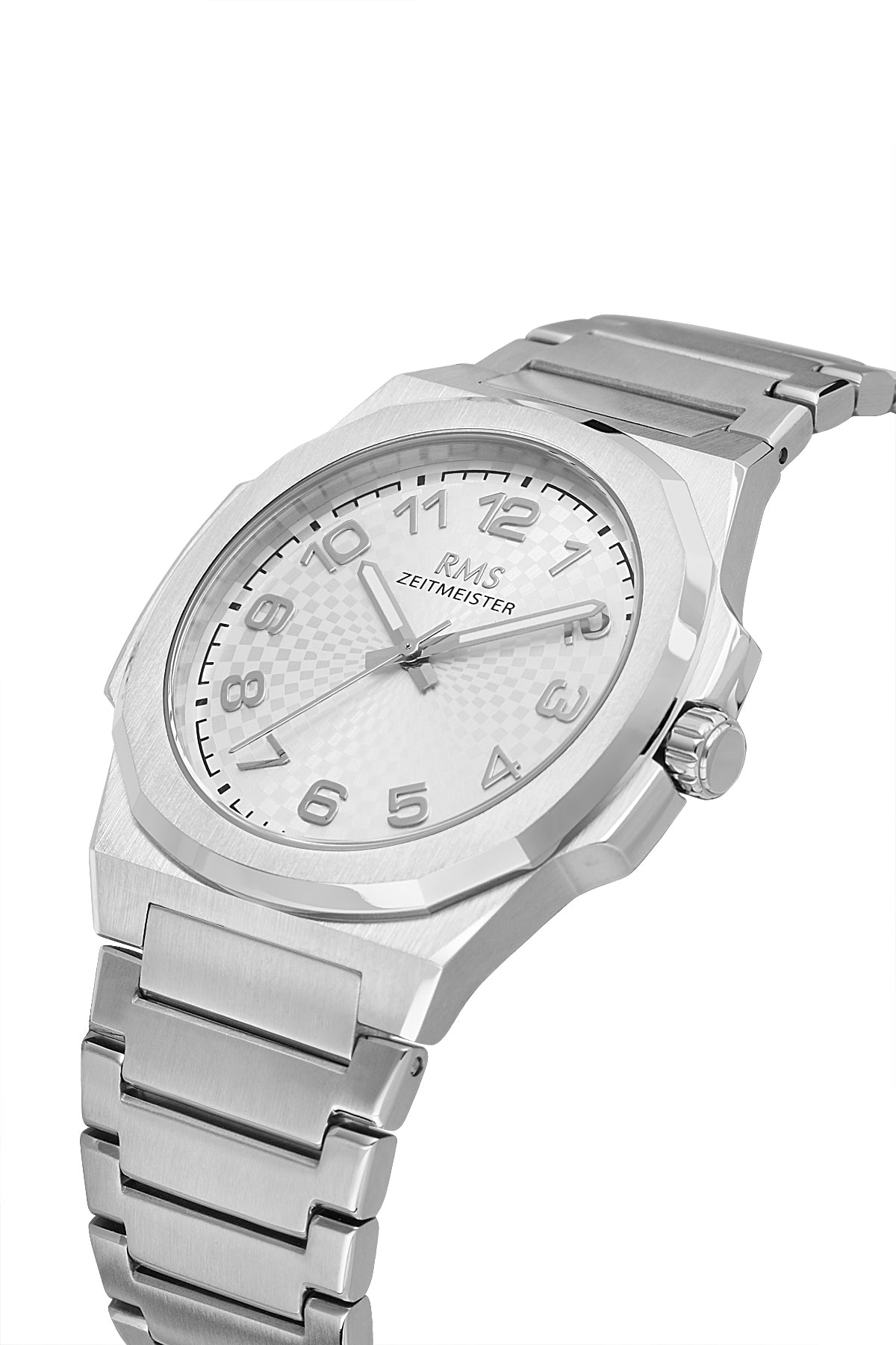RMS Zeitmeister Silver Dial Silver Plated Men's Watch - Stainless Steel Bracelet - RMS.1.AG2156.10