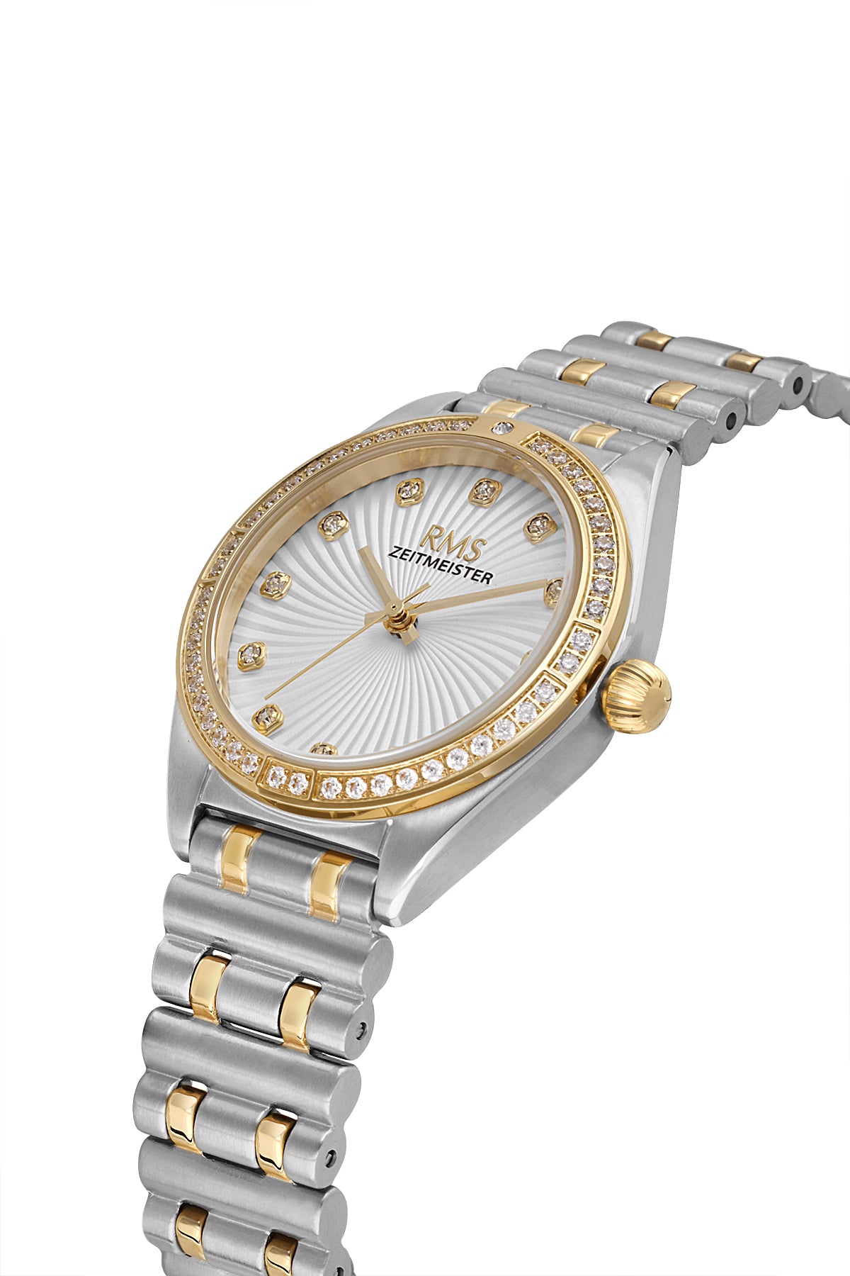 RMS Zeitmeister Silver Dial Gold & Silver Plated Women's Watch - Stainless Steel Bracelet - RMS.1.AG2162.40