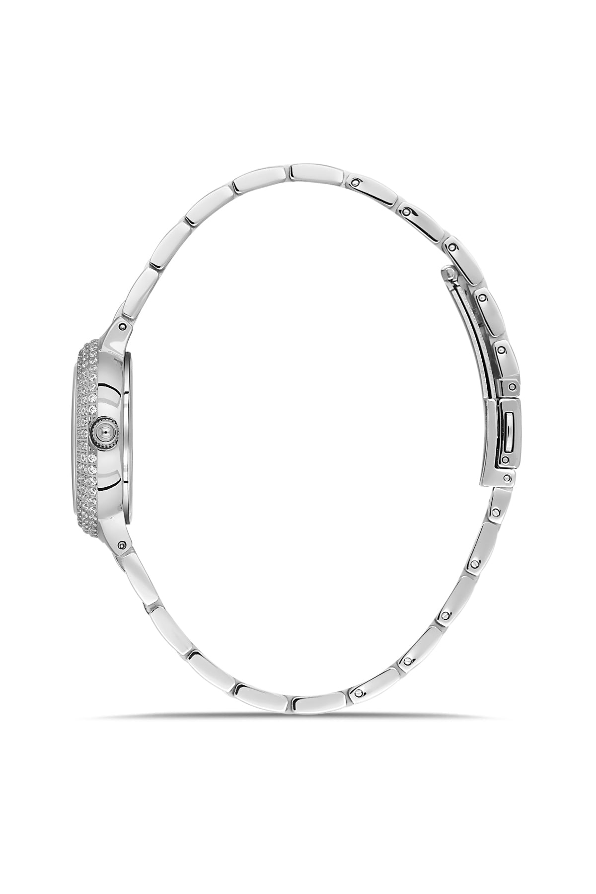 RMS Women's Salmon Dial Silver Stone Detailed Stainless Steel Watch - RMS.1.AG2165.122