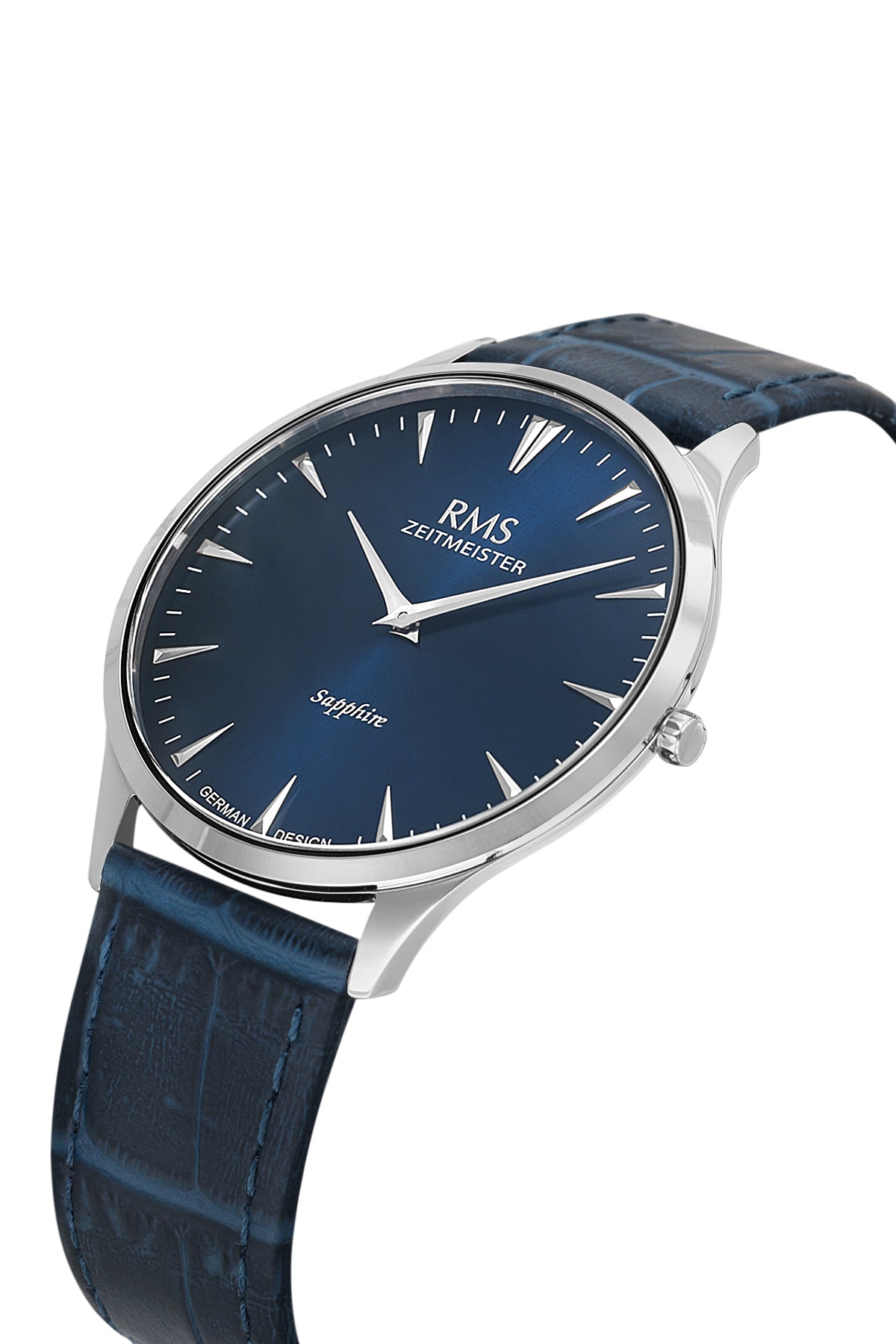 RMS Men's Blue Dial Silver Leather Watch - RMS.1.AG1004.103 - 3