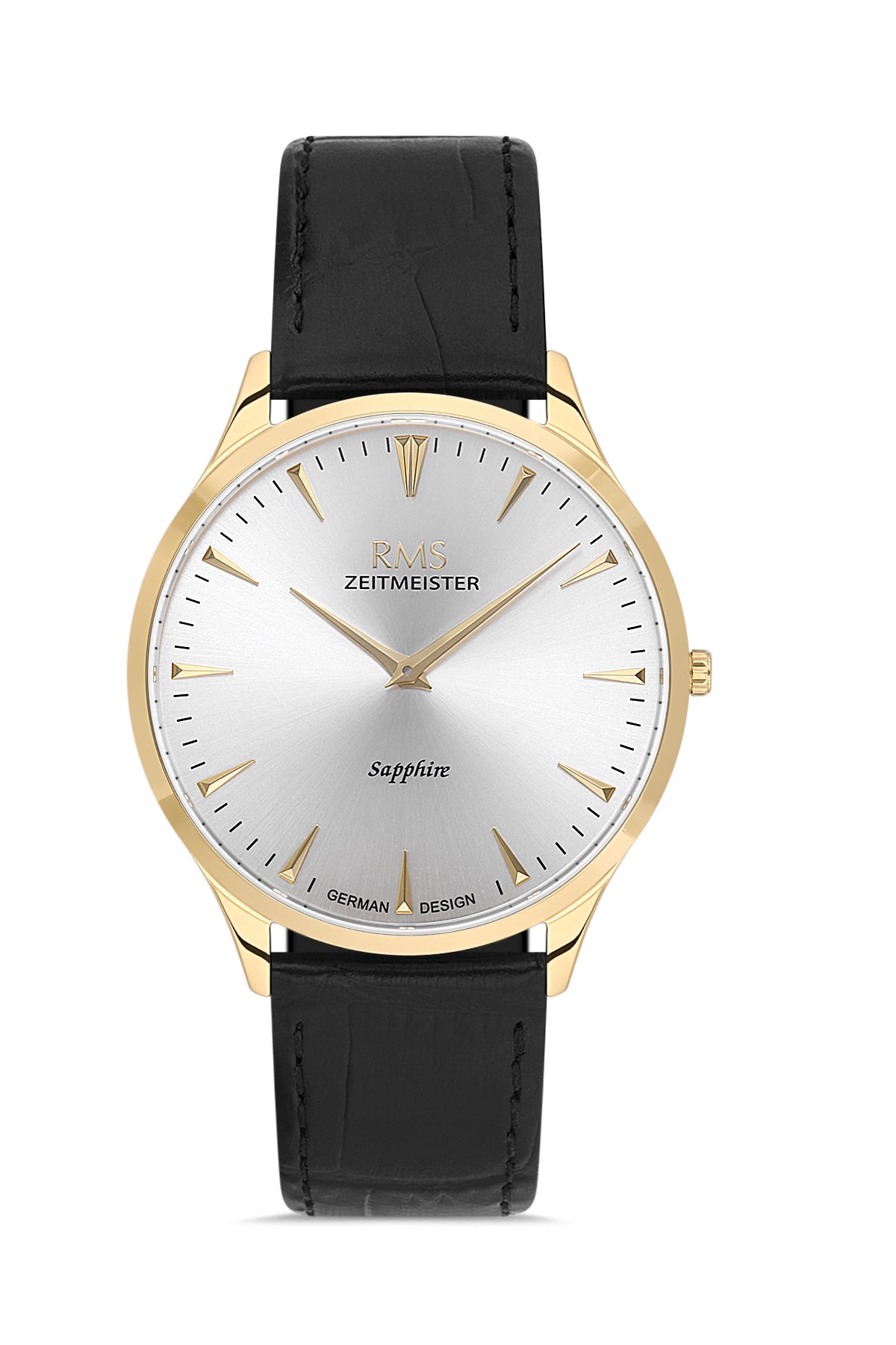 RMS Men's Silver Dial Gold Leather Watch - RMS.1.AG1004.170