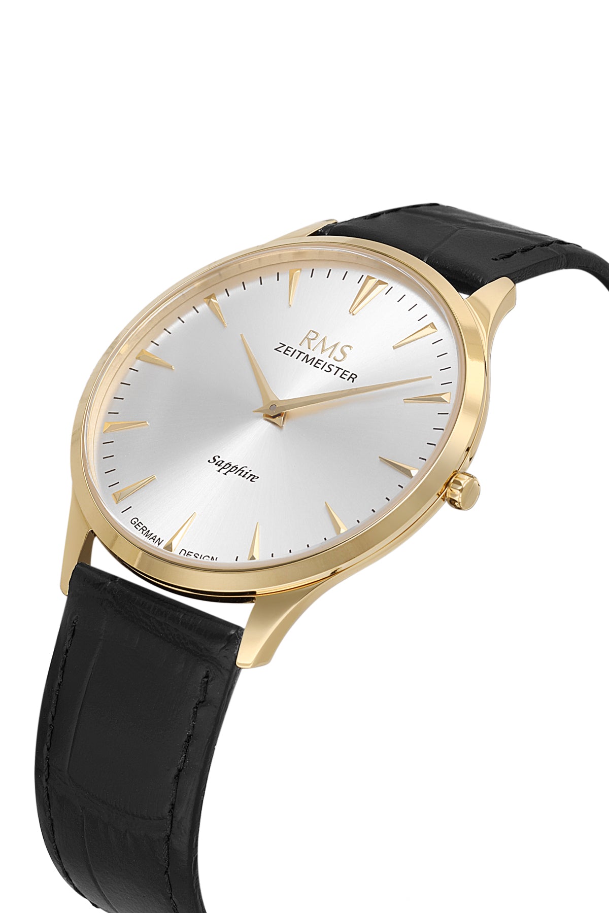 RMS Men's Silver Dial Gold Leather Watch - RMS.1.AG1004.170