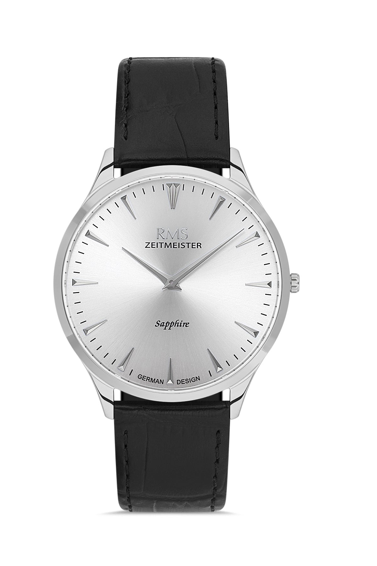 RMS Men's Silver Dial Silver Leather Watch - RMS.1.AG1004.90