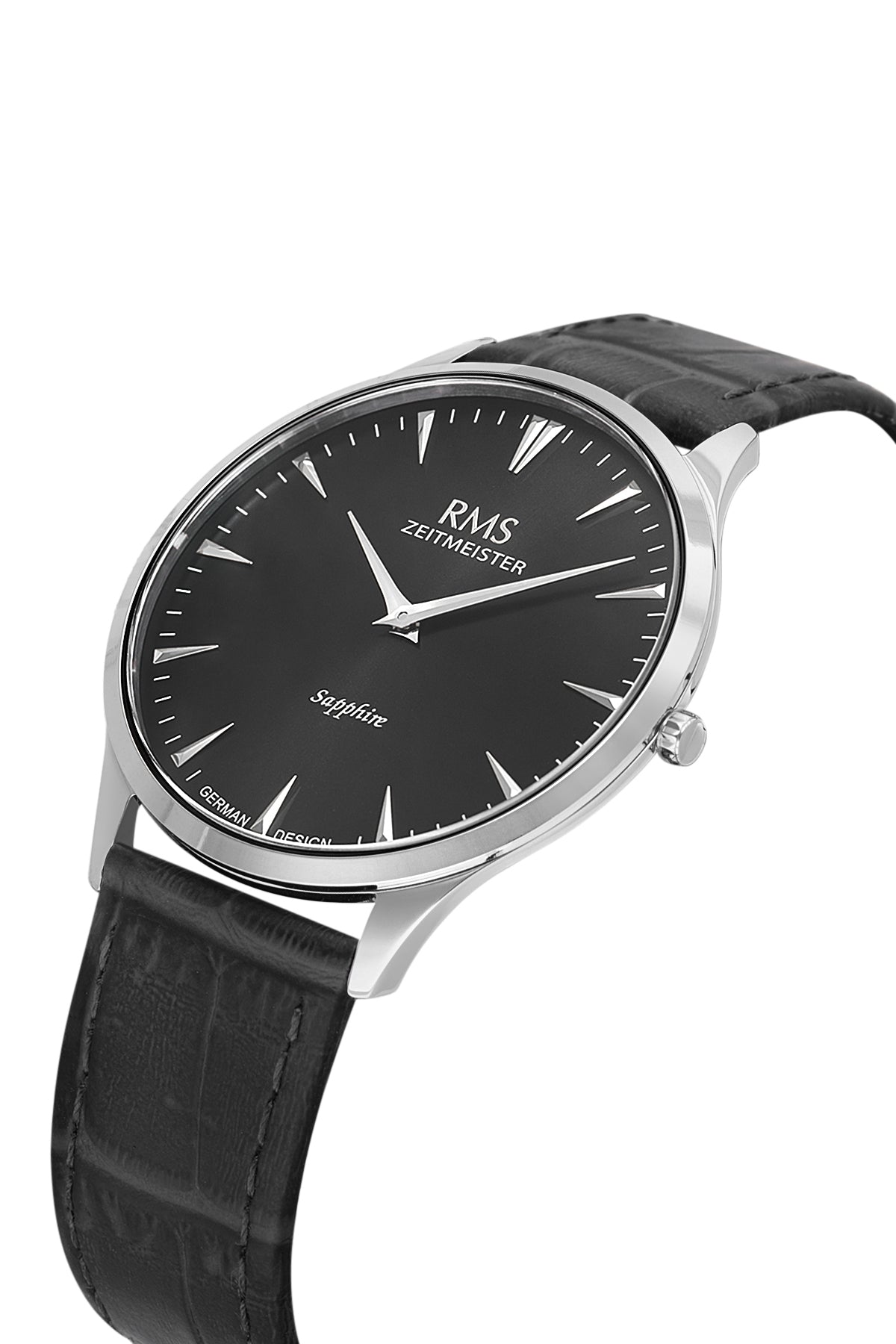 RMS Men's Black Dial Silver Leather Watch - RMS.1.AG1004.92 - 3