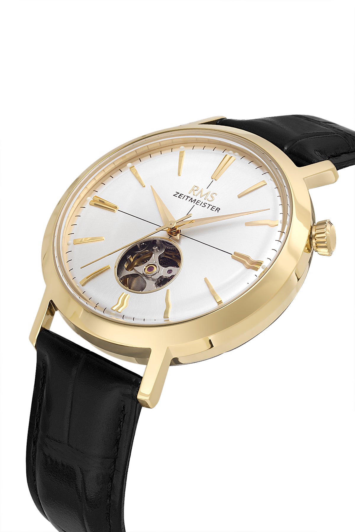 RMS Men's Silver Dial Gold Automatic Leather Watch - RMS.1.AG1476.170 - 3