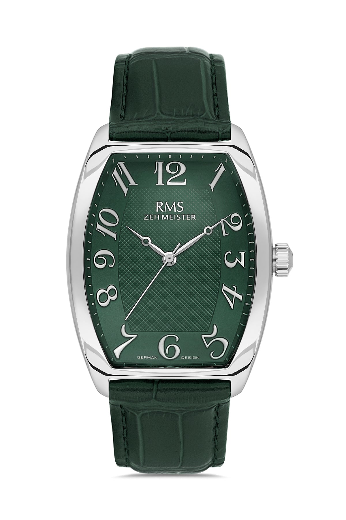 RMS Men's Green Dial Silver Leather Watch - RMS.1.AG1533.189