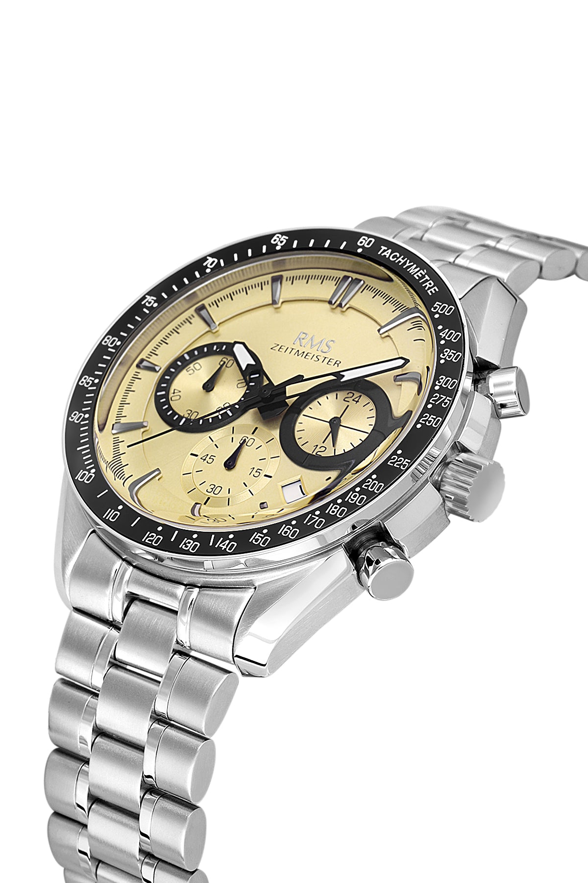 RMS Men's Gold Dial Silver Chronograph Stainless Steel Watch - RMS.1.AG2142.18