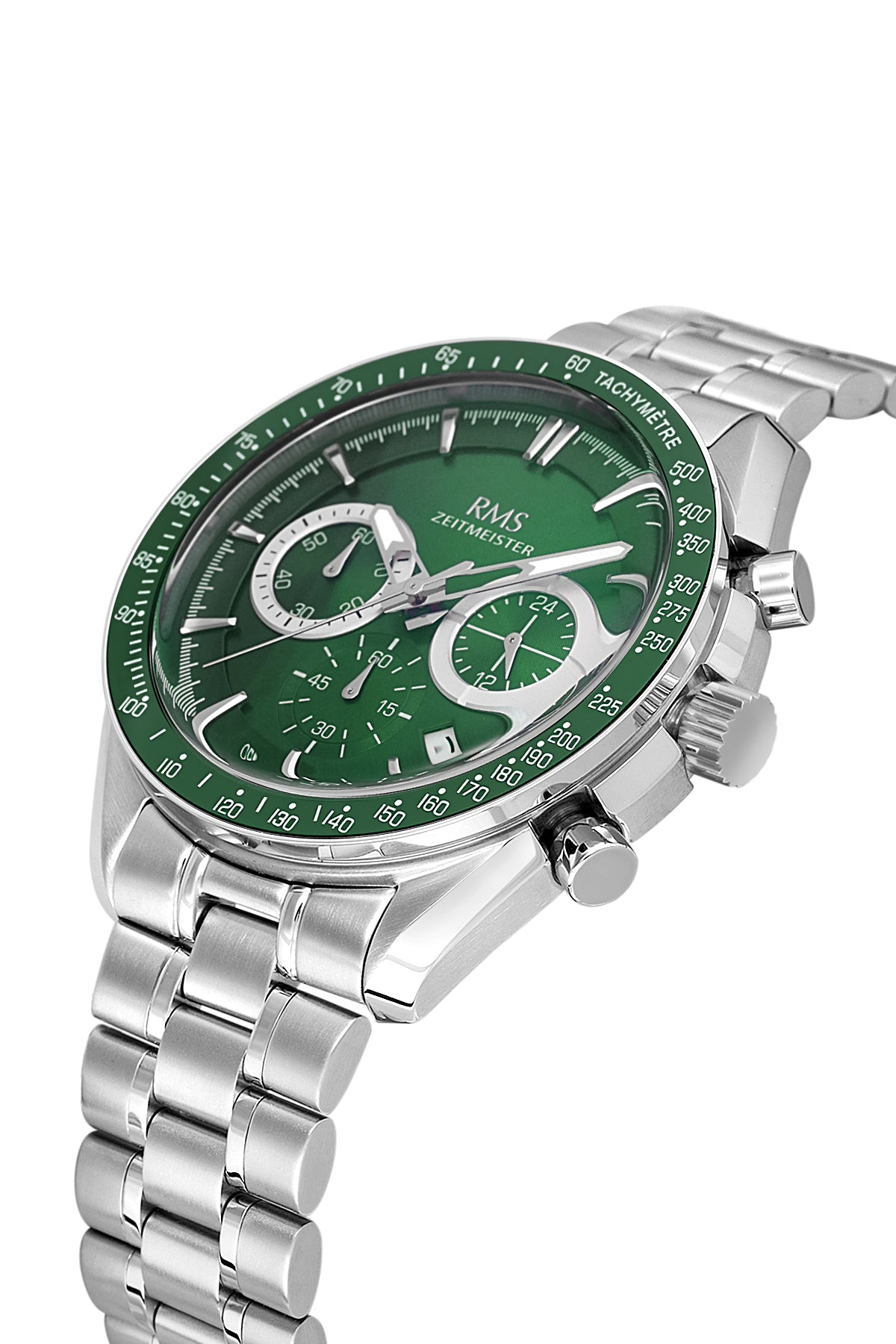RMS Men's Green Dial Silver Chronograph Stainless Steel Watch - RMS.1.AG2142.19
