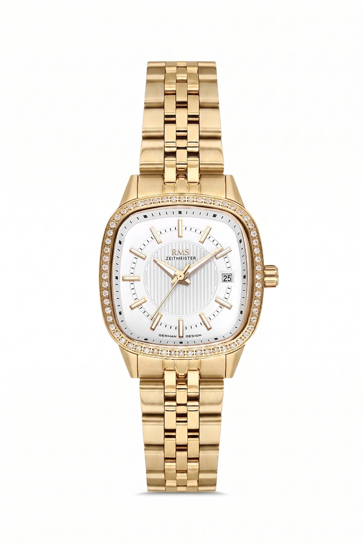 RMS Zeitmeister RMS.1.AG2232.20 women's watch with silver dial, gold case and stainless steel bracelet