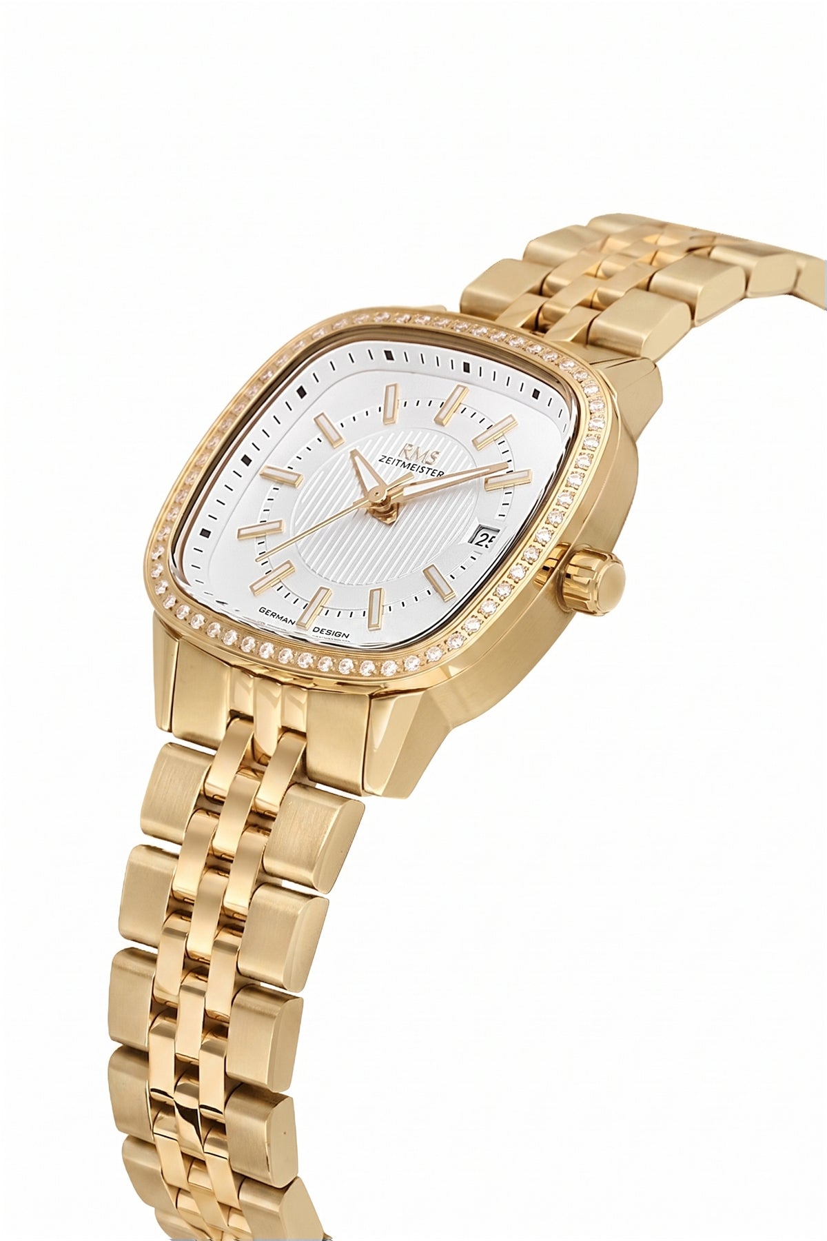 RMS Zeitmeister Silver Dial Gold Plated Women's Watch - Stainless Steel Bracelet - RMS.1.AG2232.20