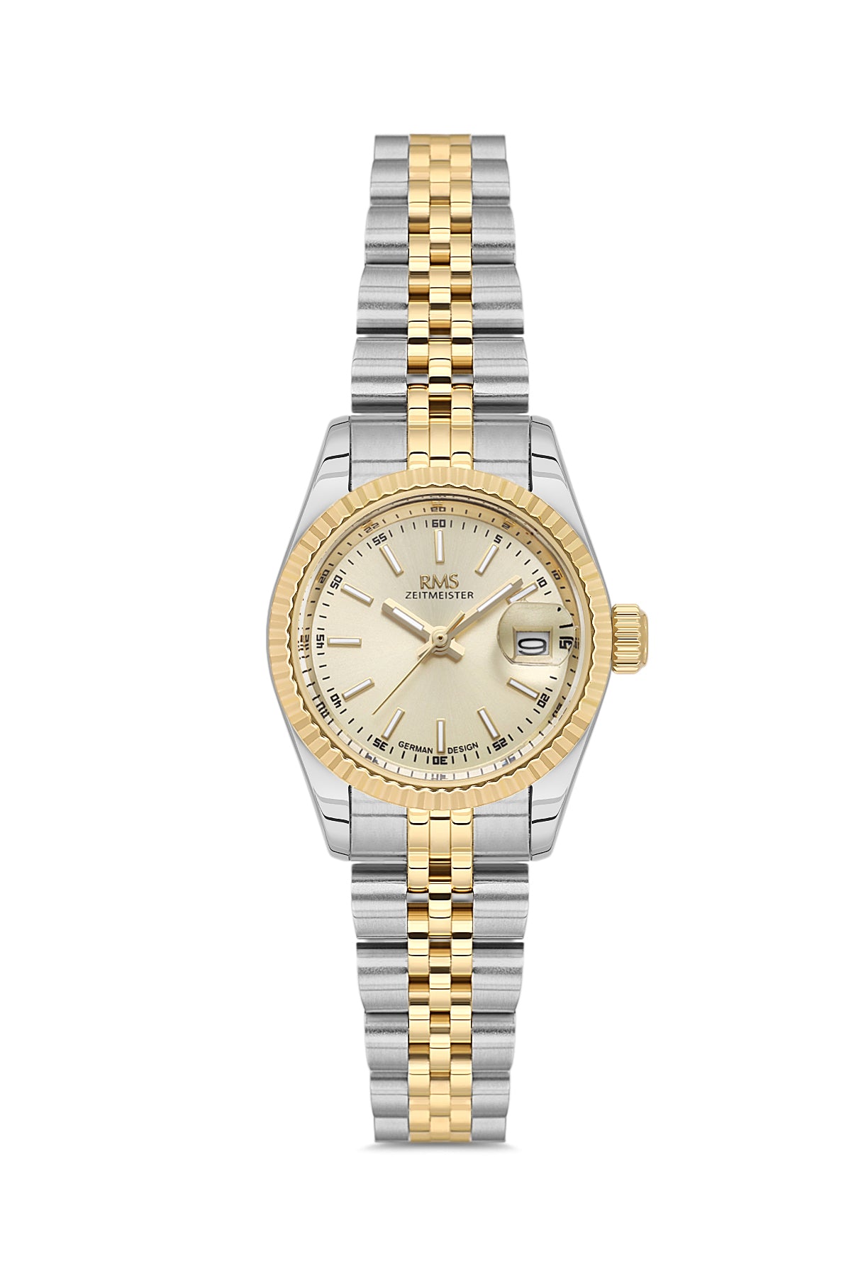RMS Zeitmeister Gold Dial Gold & Silver Plated Women's Watch - Stainless Steel Bracelet - RMS.1.AG2145.45