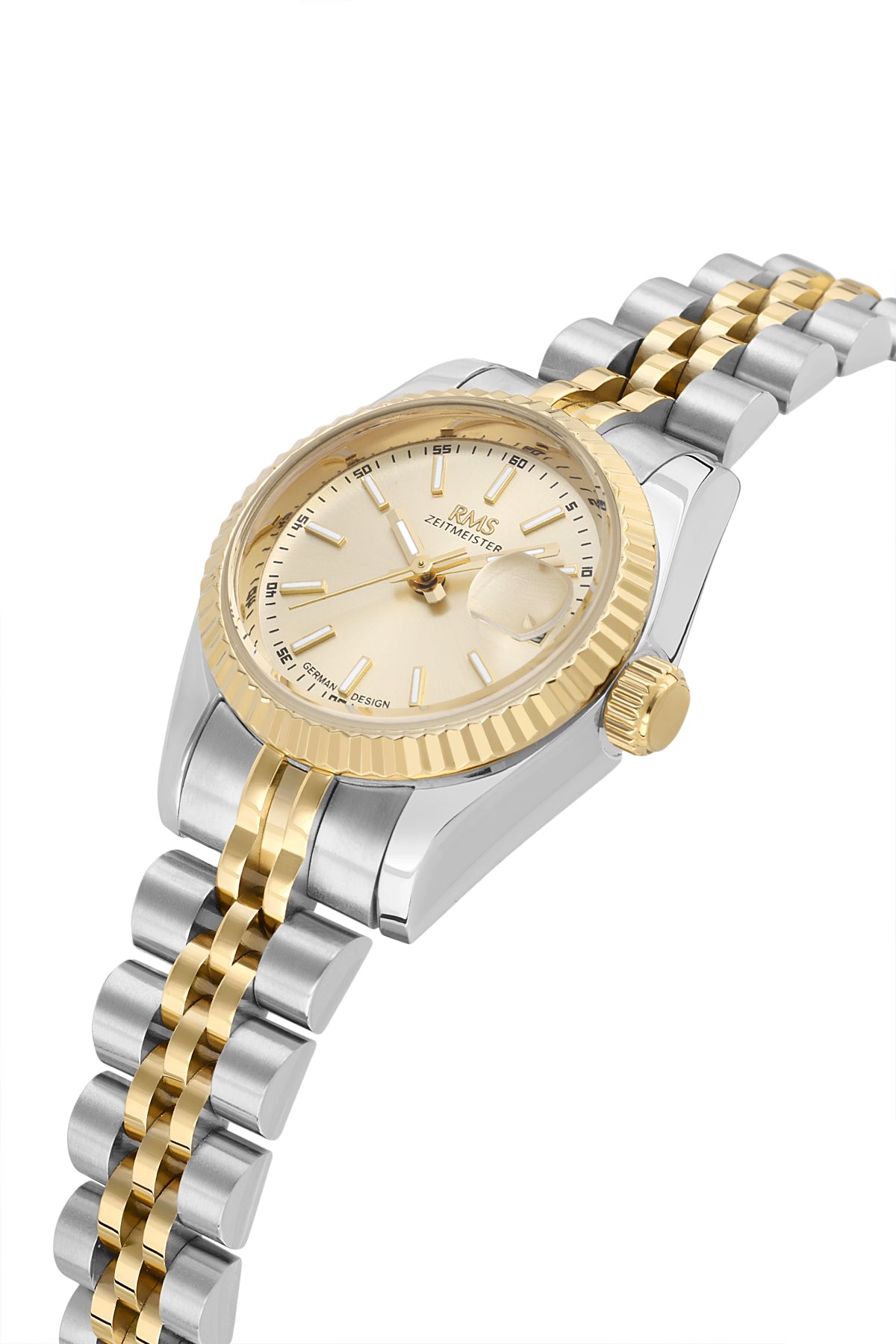 RMS Zeitmeister Gold Dial Gold & Silver Plated Women's Watch - Stainless Steel Bracelet - RMS.1.AG2145.45
