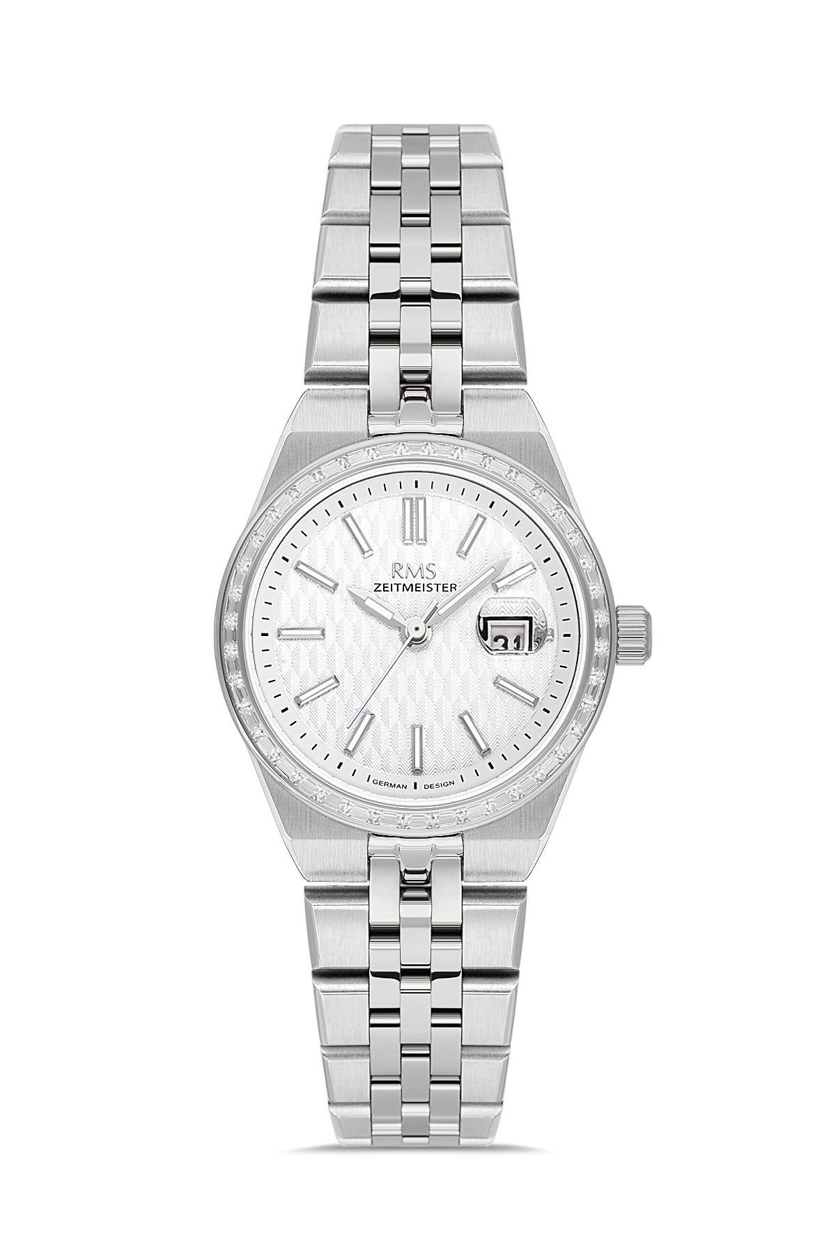 RMS Zeitmeister Silver Dial Silver Plated Women's Watch - Stainless Steel Bracelet - RMS.1.AG2175.10