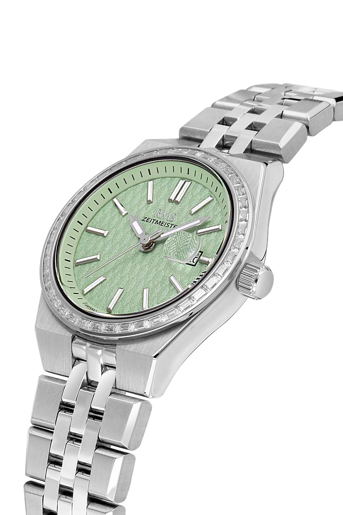 RMS Zeitmeister Green Dial Silver Plated Women's Watch - Stainless Steel Bracelet - RMS.1.AG2175.110