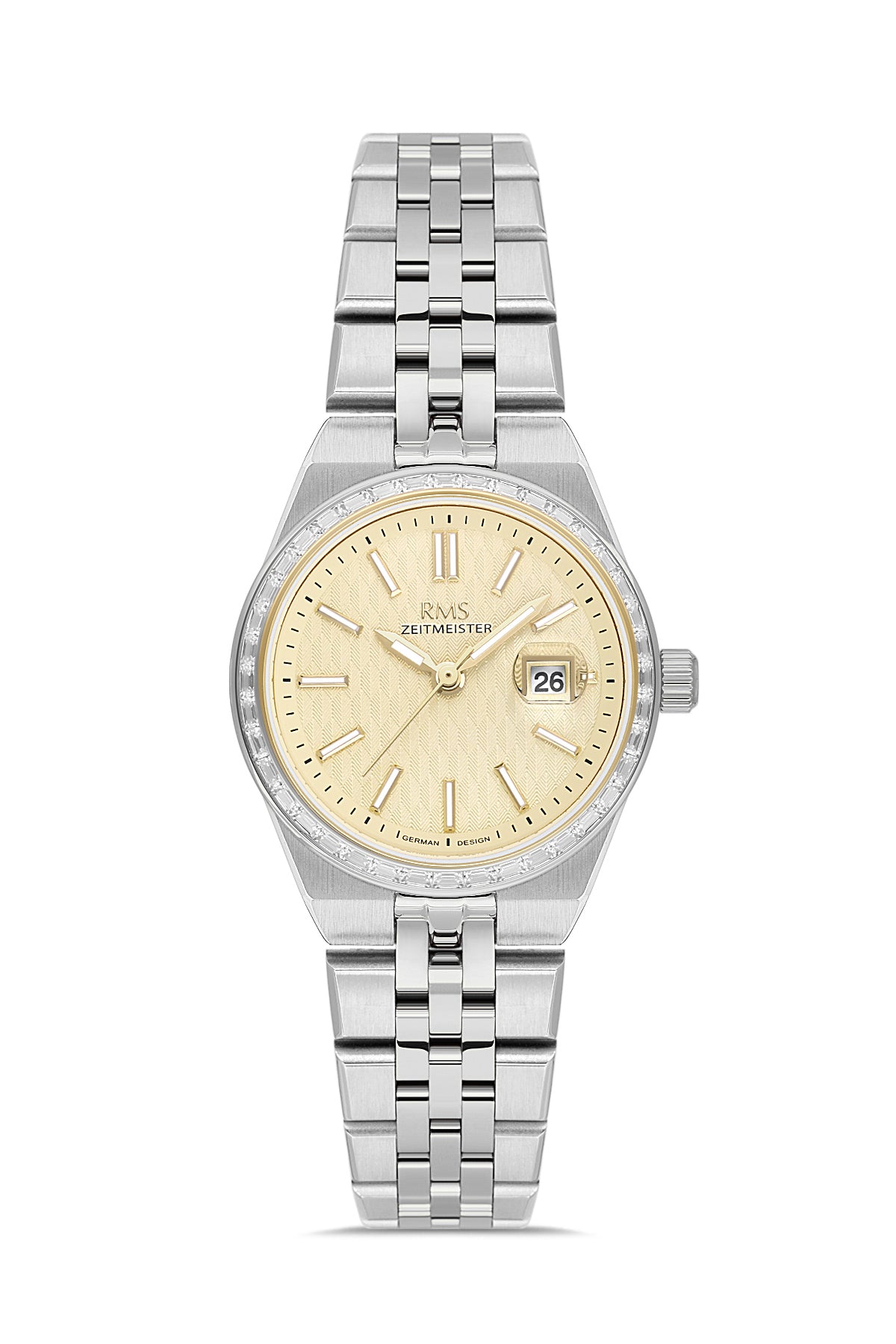RMS Zeitmeister Gold Dial Silver Plated Women's Watch - Stainless Steel Bracelet - RMS.1.AG2175.118