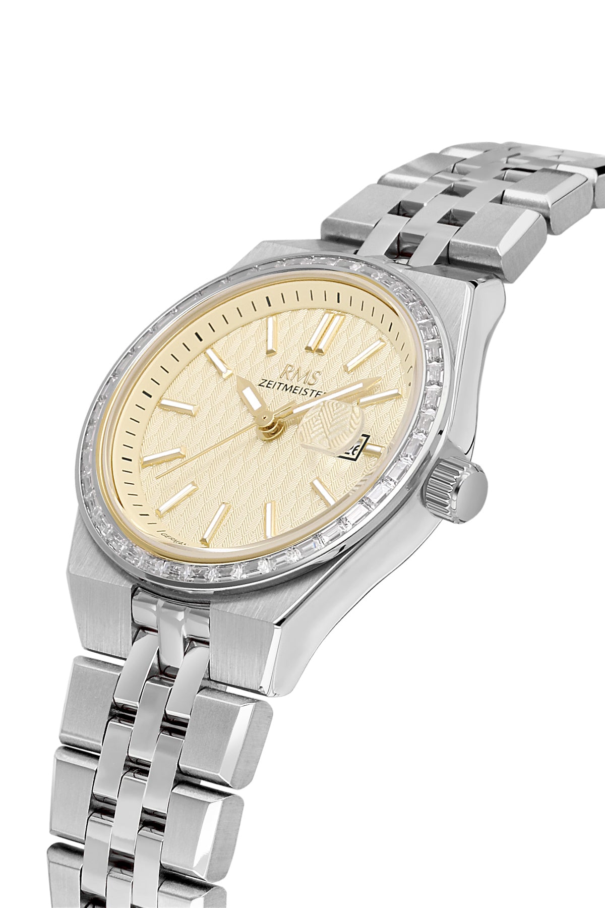 RMS Zeitmeister Gold Dial Silver Plated Women's Watch - Stainless Steel Bracelet - RMS.1.AG2175.118