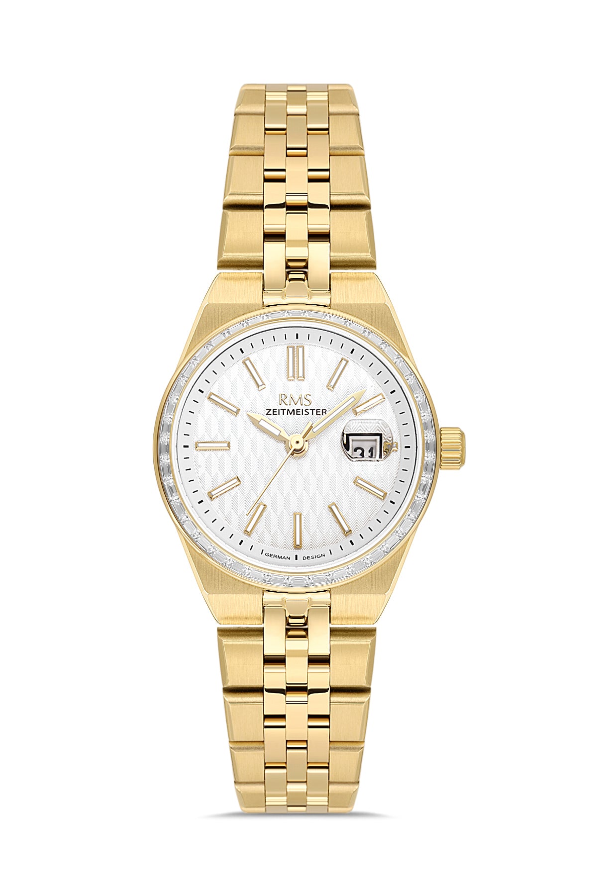 RMS Zeitmeister Silver Dial Gold Plated Women's Watch - Stainless Steel Bracelet - RMS.1.AG2175.20