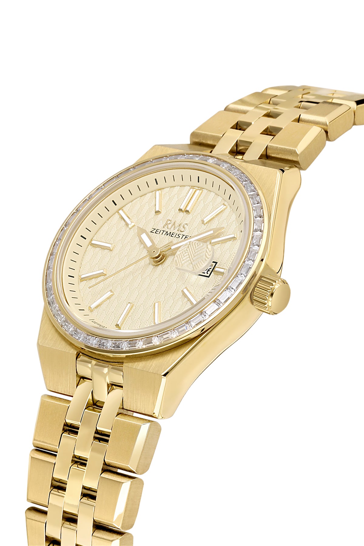 RMS Zeitmeister Gold Dial Gold Plated Women's Watch - Stainless Steel Bracelet - RMS.1.AG2175.25