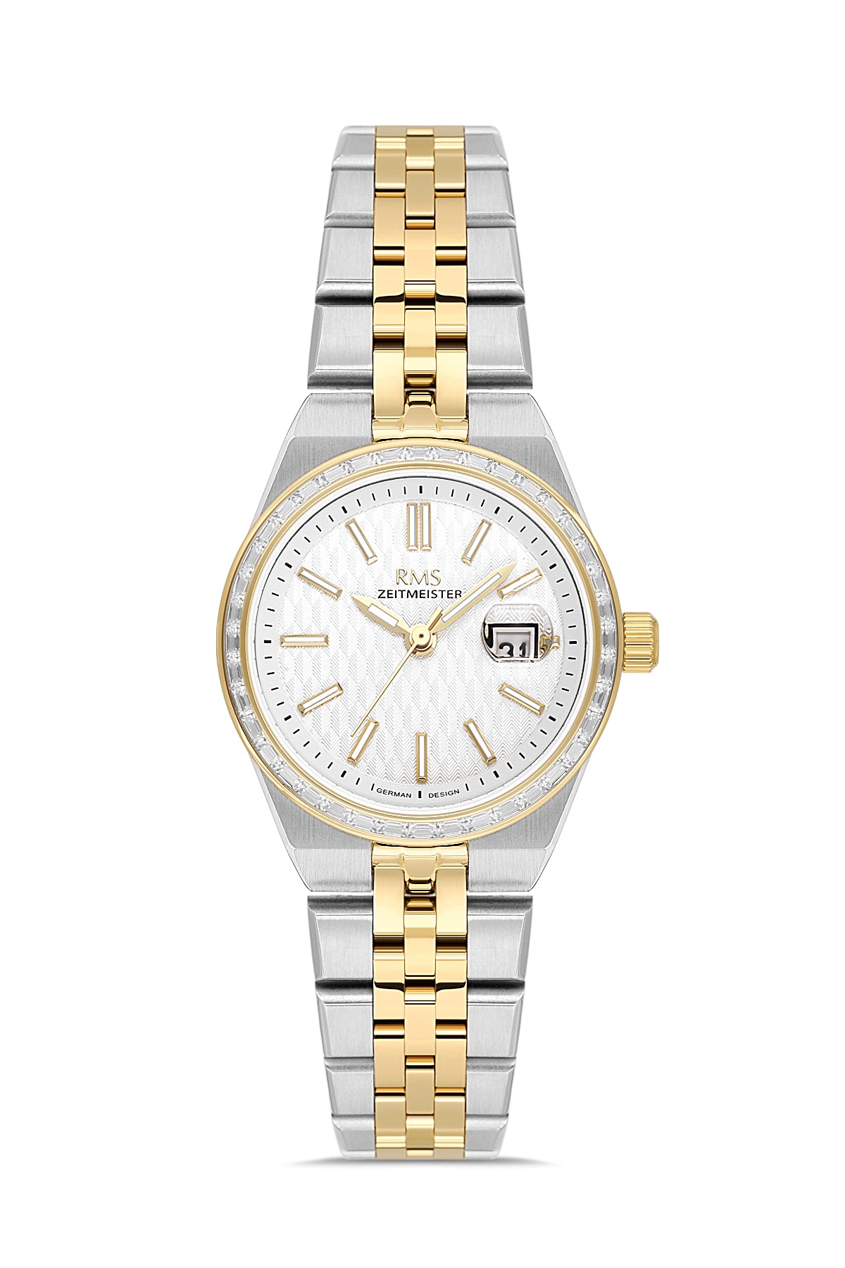 RMS Zeitmeister White Dial Gold & Silver Plated Women's Watch - Stainless Steel Bracelet - RMS.1.AG2175.40