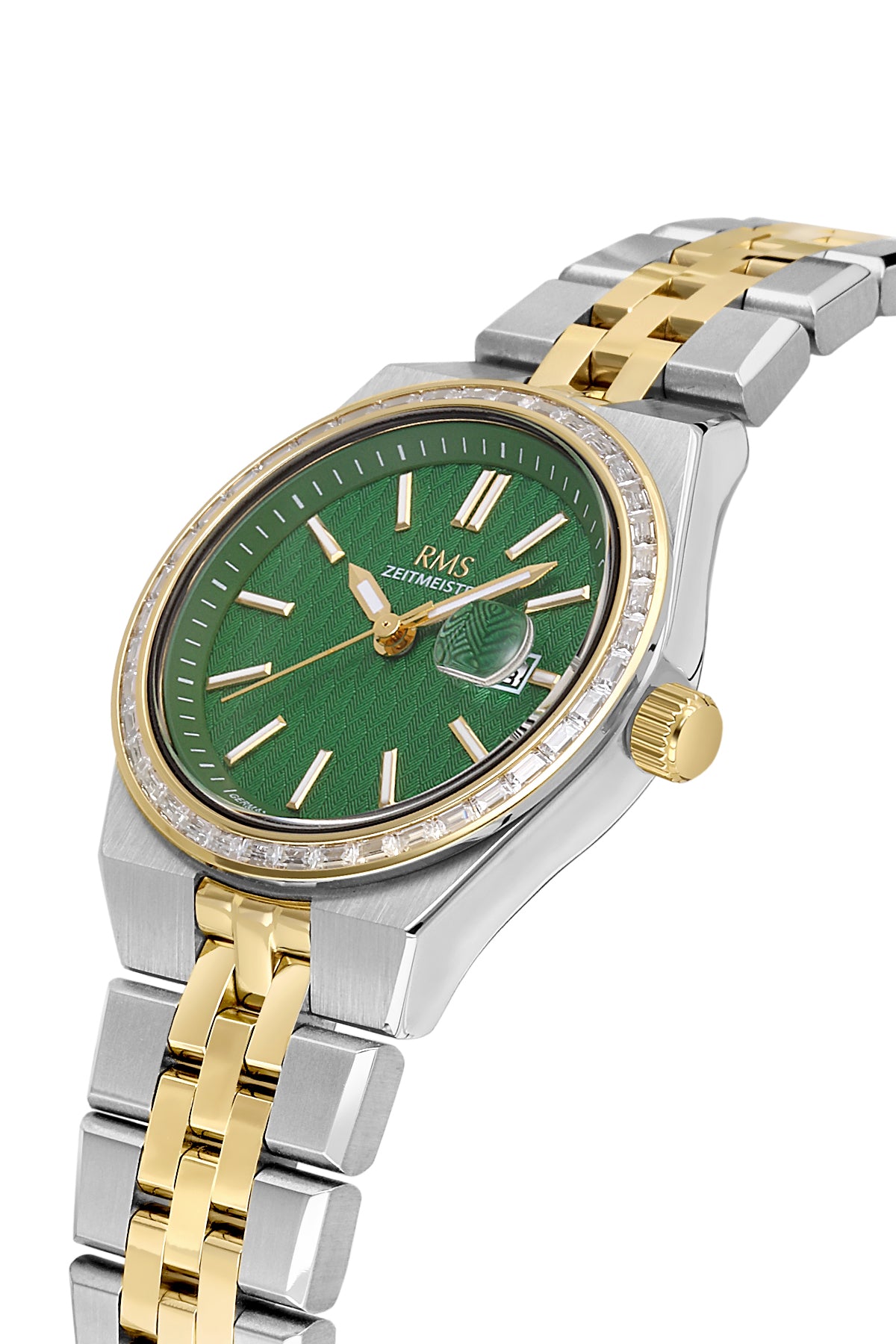 RMS Zeitmeister Green Dial Gold & Silver Plated Women's Watch - Stainless Steel Bracelet - RMS.1.AG2175.49