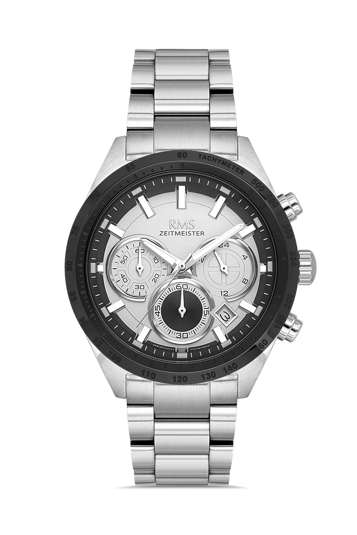 RMS Zeitmeister White Dial Silver Plated Men's Watch - Stainless Steel Bracelet - RMS.1.AG2197.90