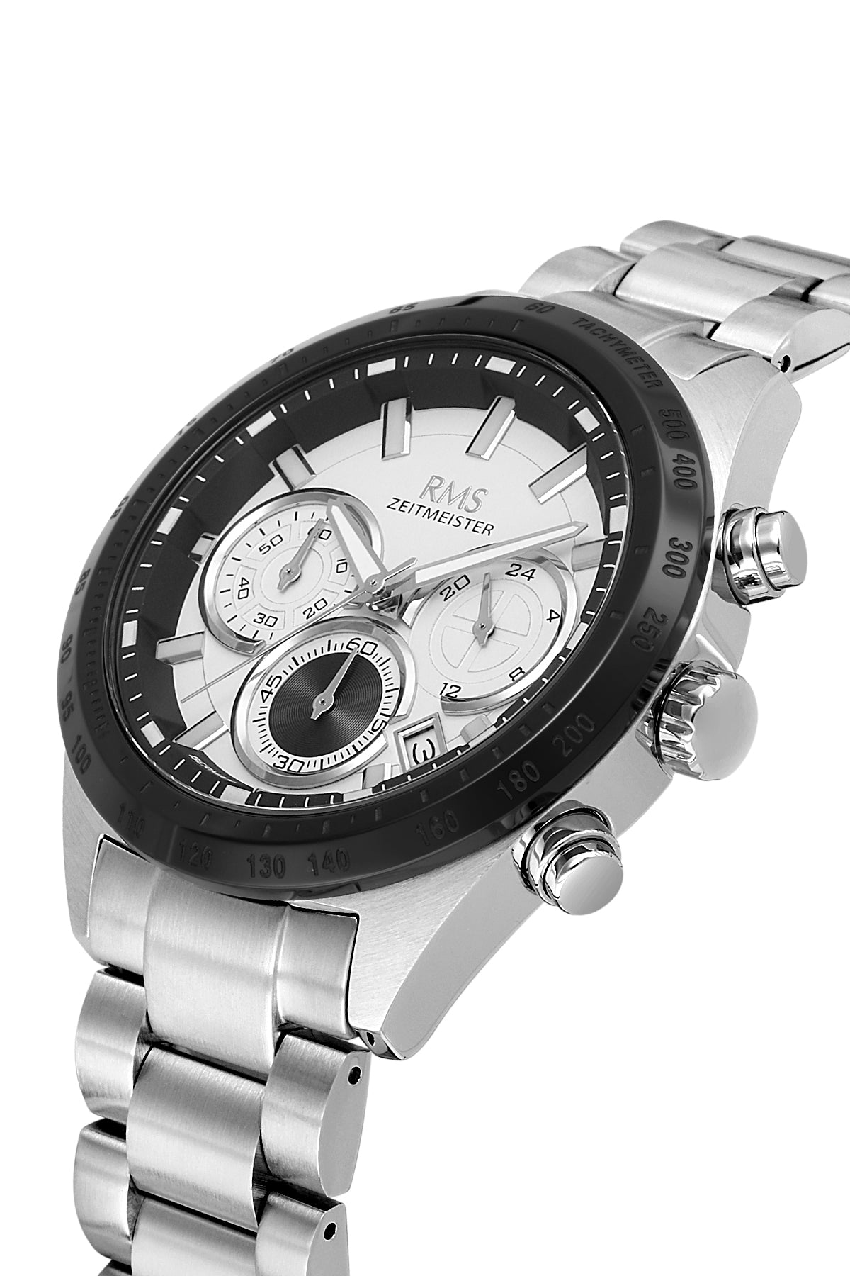 RMS Zeitmeister White Dial Silver Plated Men's Watch - Stainless Steel Bracelet - RMS.1.AG2197.90
