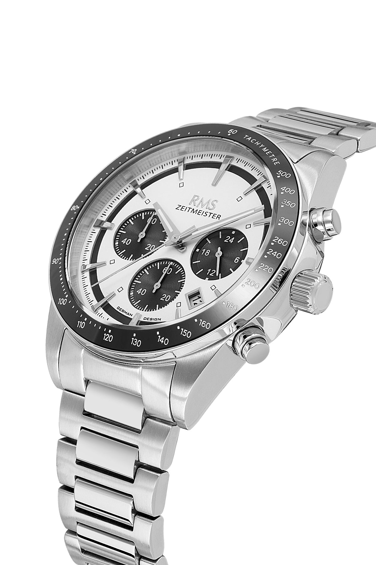 RMS Zeitmeister Silver Dial Silver Plated Men's Watch - Stainless Steel Bracelet - RMS.1.AG2198.10