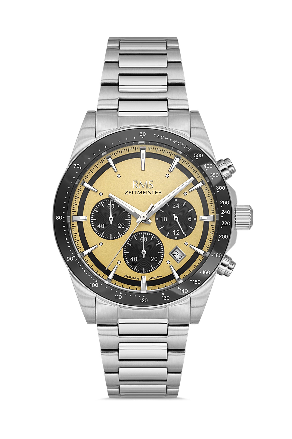 RMS Zeitmeister Salmon Dial Silver Plated Men's Watch - Stainless Steel Bracelet - RMS.1.AG2198.17