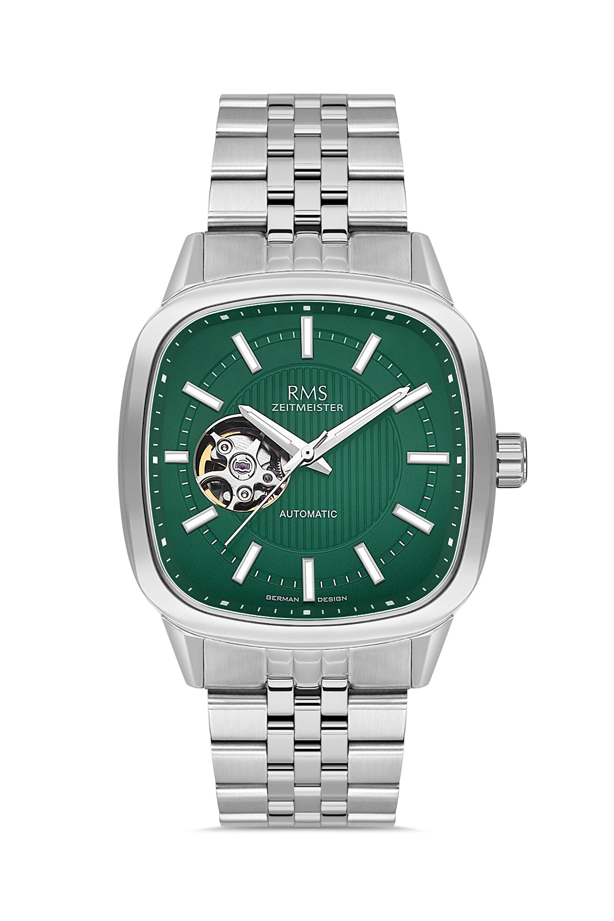 RMS Zeitmeister Green Dial Silver Plated Men's Watch - Stainless Steel Bracelet - RMS.1.AG2233.19