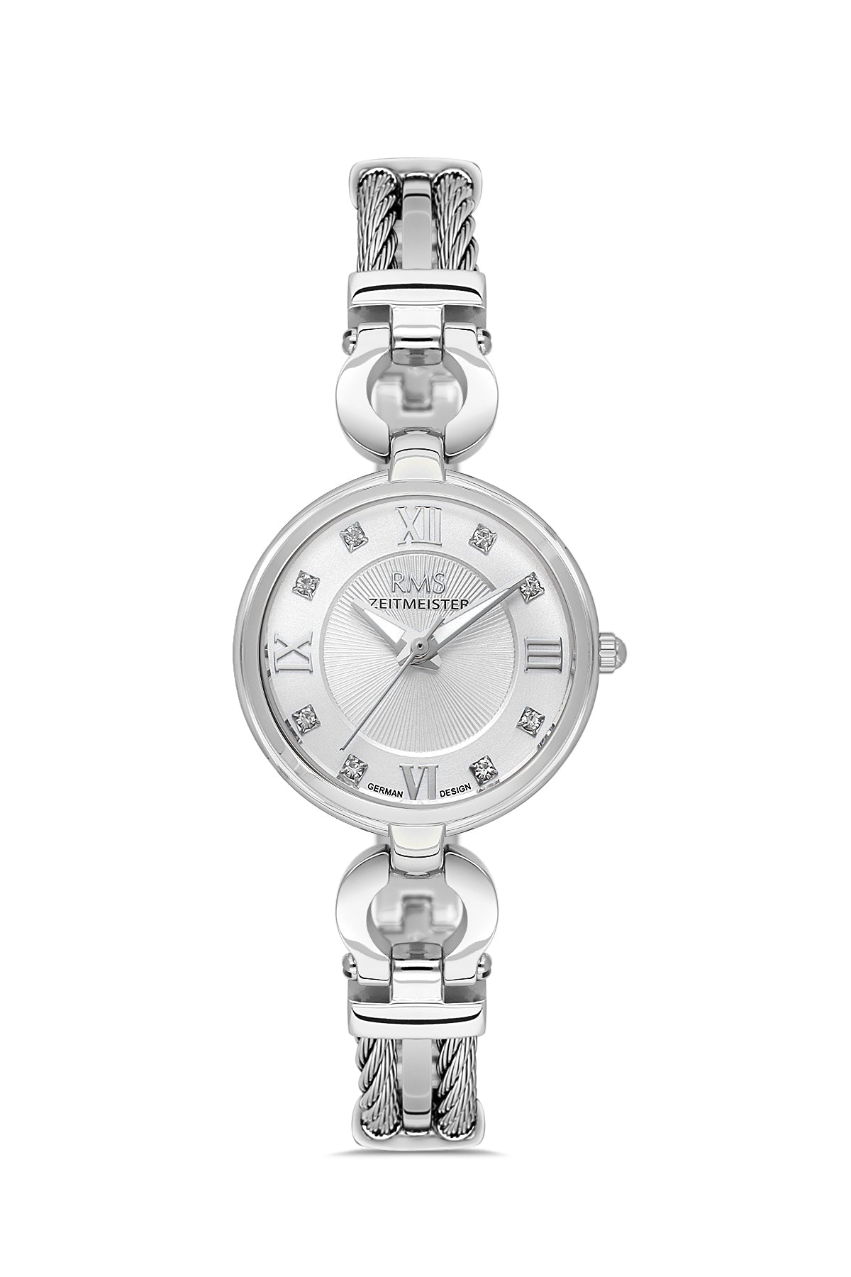 RMS Zeitmeister Silver Dial Silver Plated Women's Watch - Stainless Steel Bracelet - RMS.1.AG2234.10