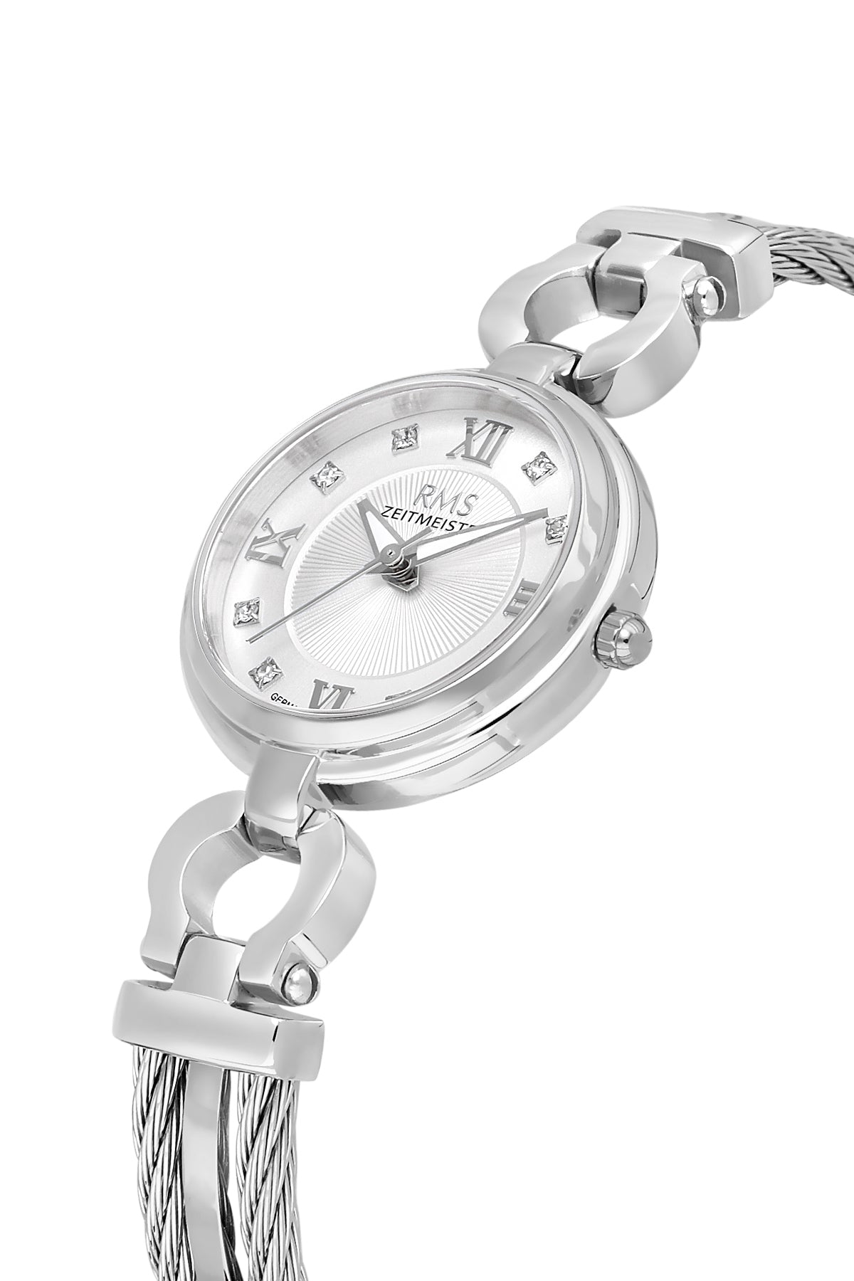 RMS Zeitmeister Silver Dial Silver Plated Women's Watch - Stainless Steel Bracelet - RMS.1.AG2234.10